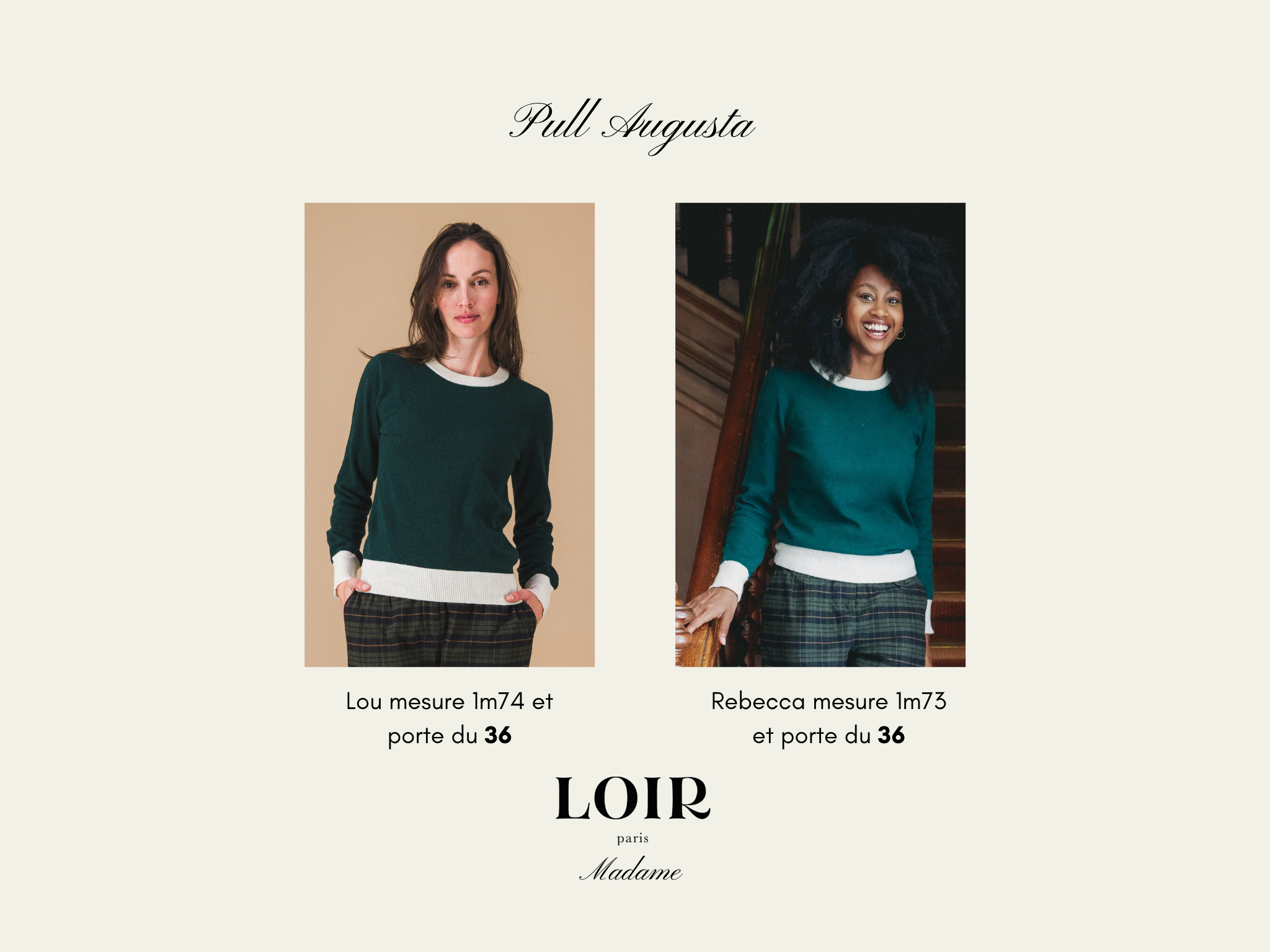 Pullover AUGUSTA - Vert sapin / crème