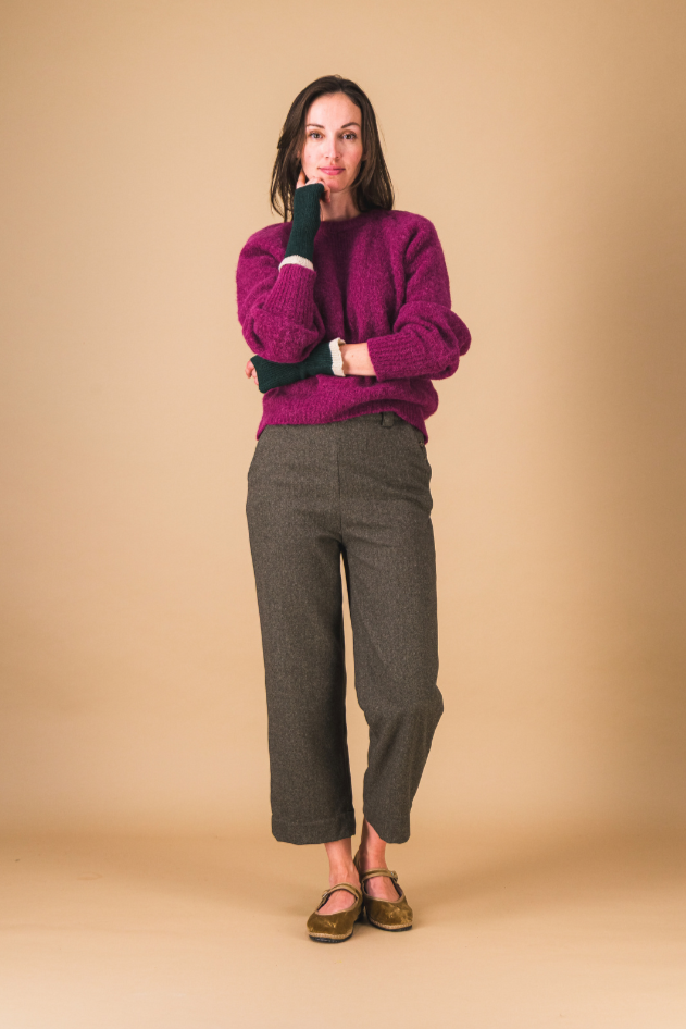 Mitaine EVA - Vert sapin / crème