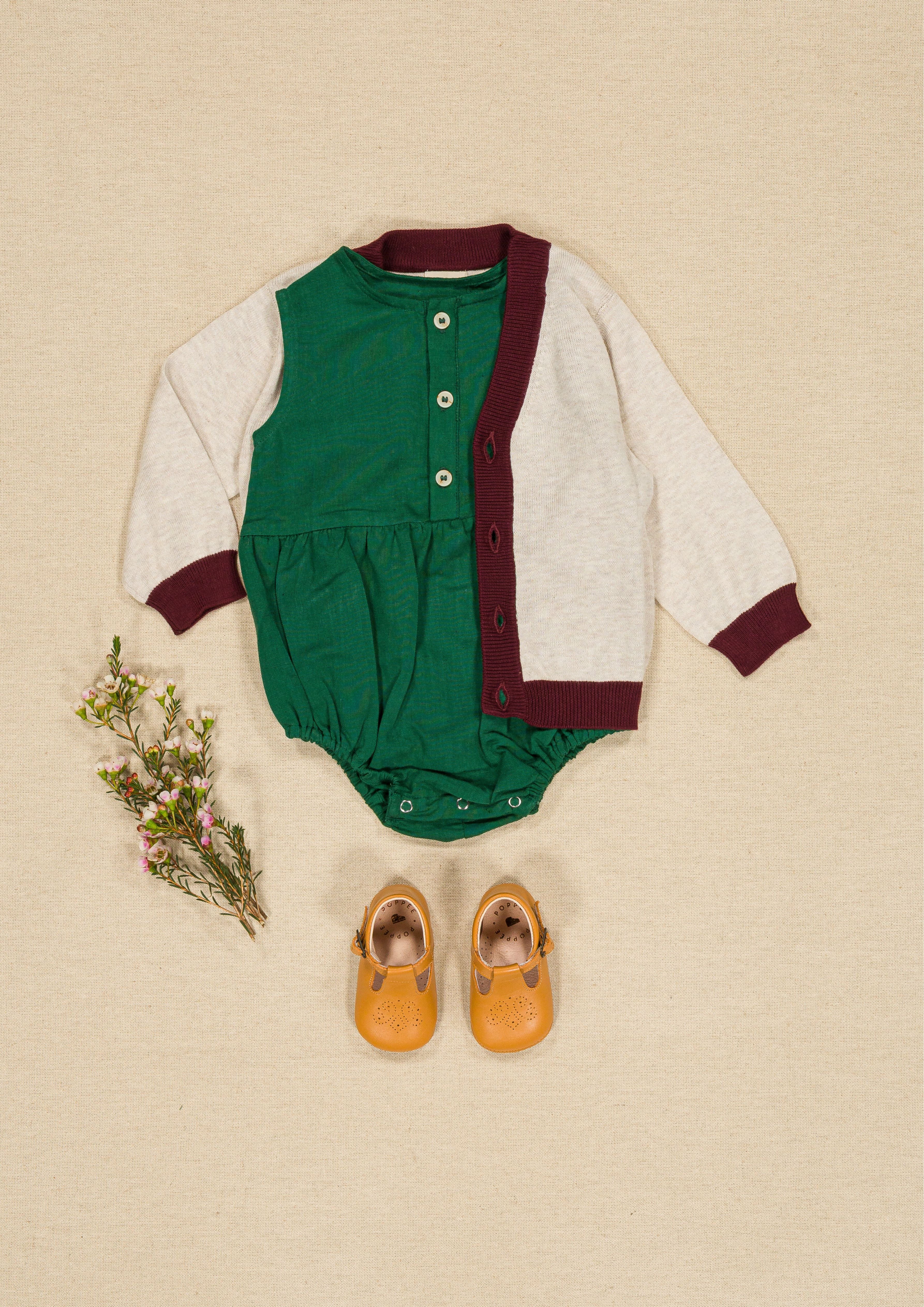 Barboteuse Pio - Lin vert eden