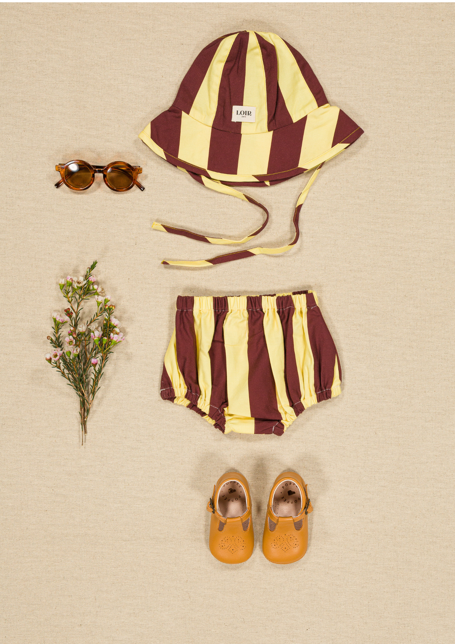 Chapeau Toscane - Rayures jaunes & bordeaux