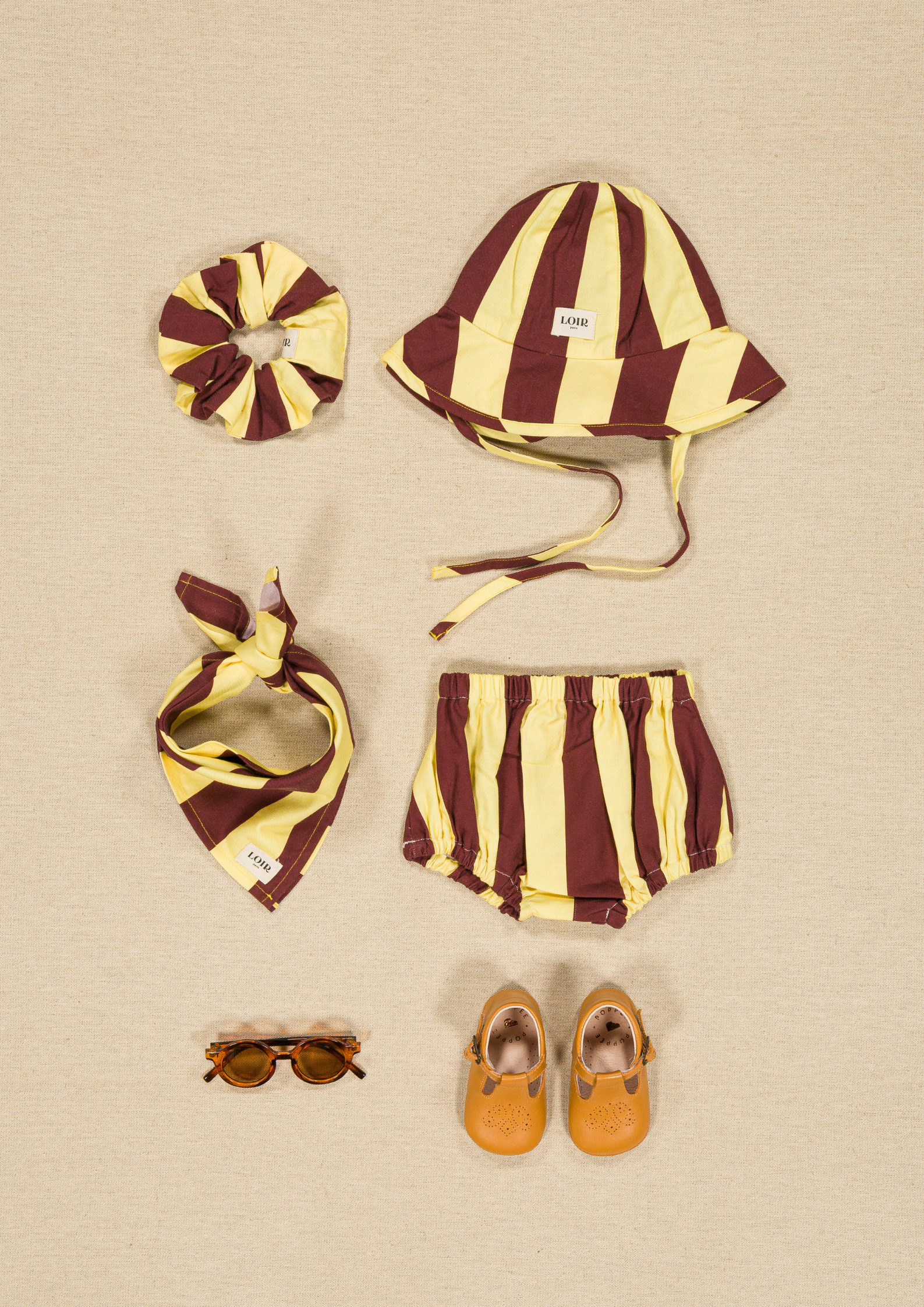 Chapeau Toscane - Rayures jaunes & bordeaux