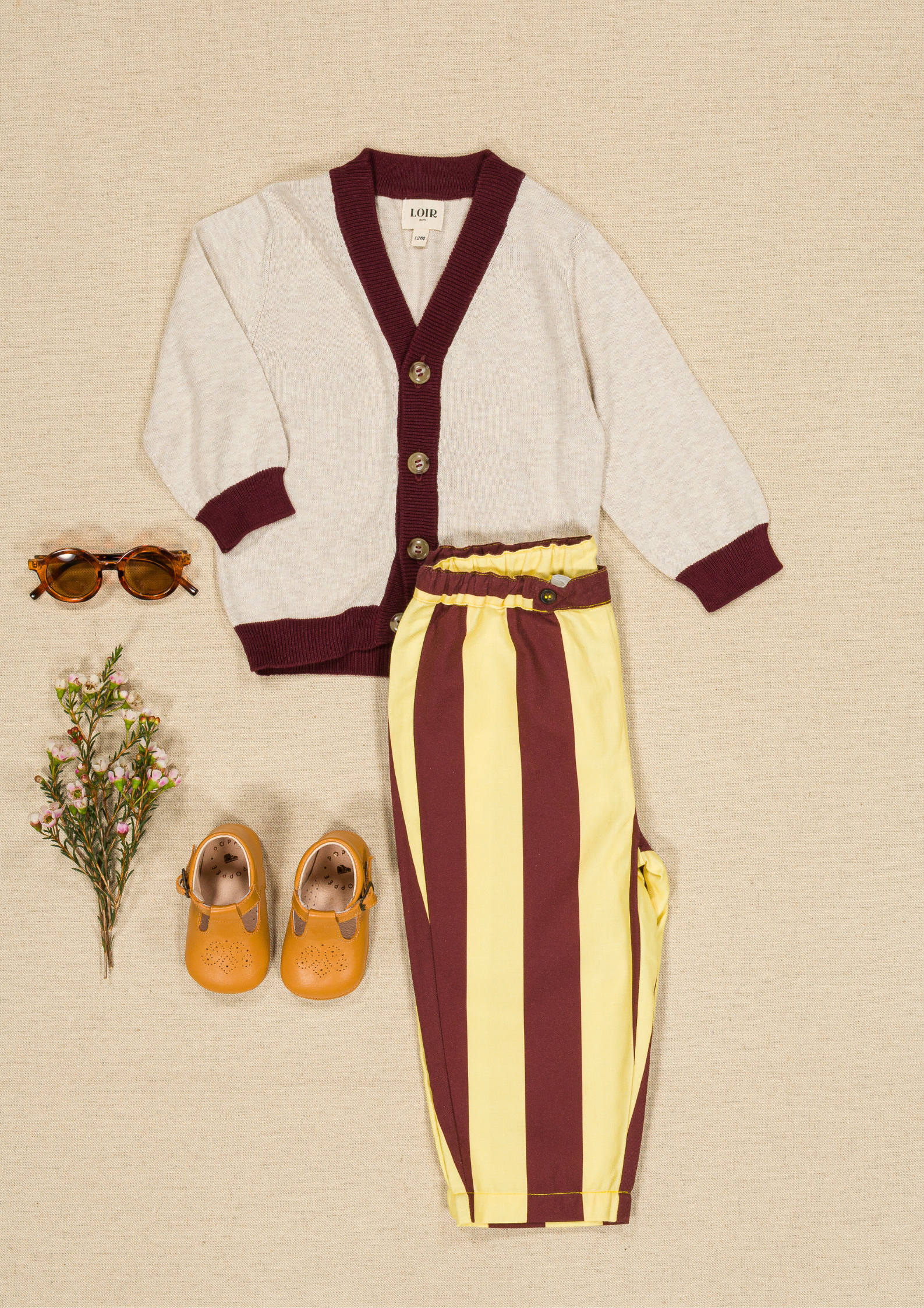 Pantalon Nini - Rayures jaunes et bordeaux