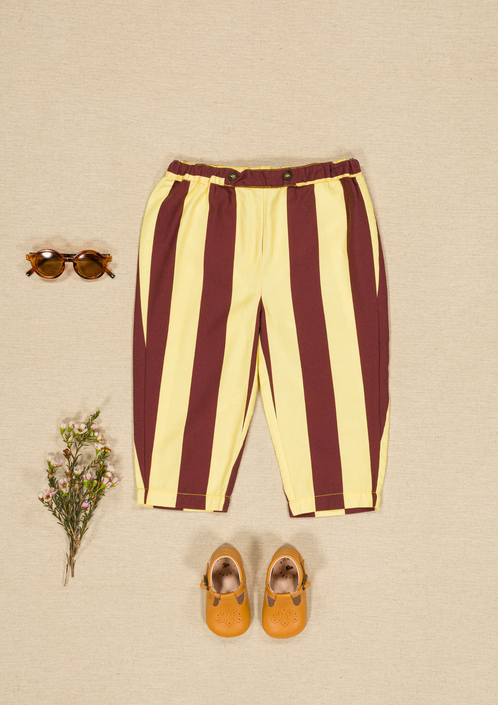 Pantalon Nini - Rayures jaunes et bordeaux