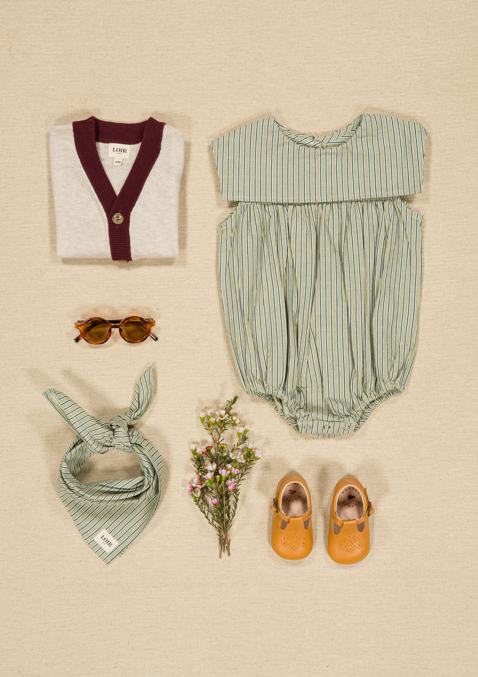 Barboteuse Melchior - Rayures menthe