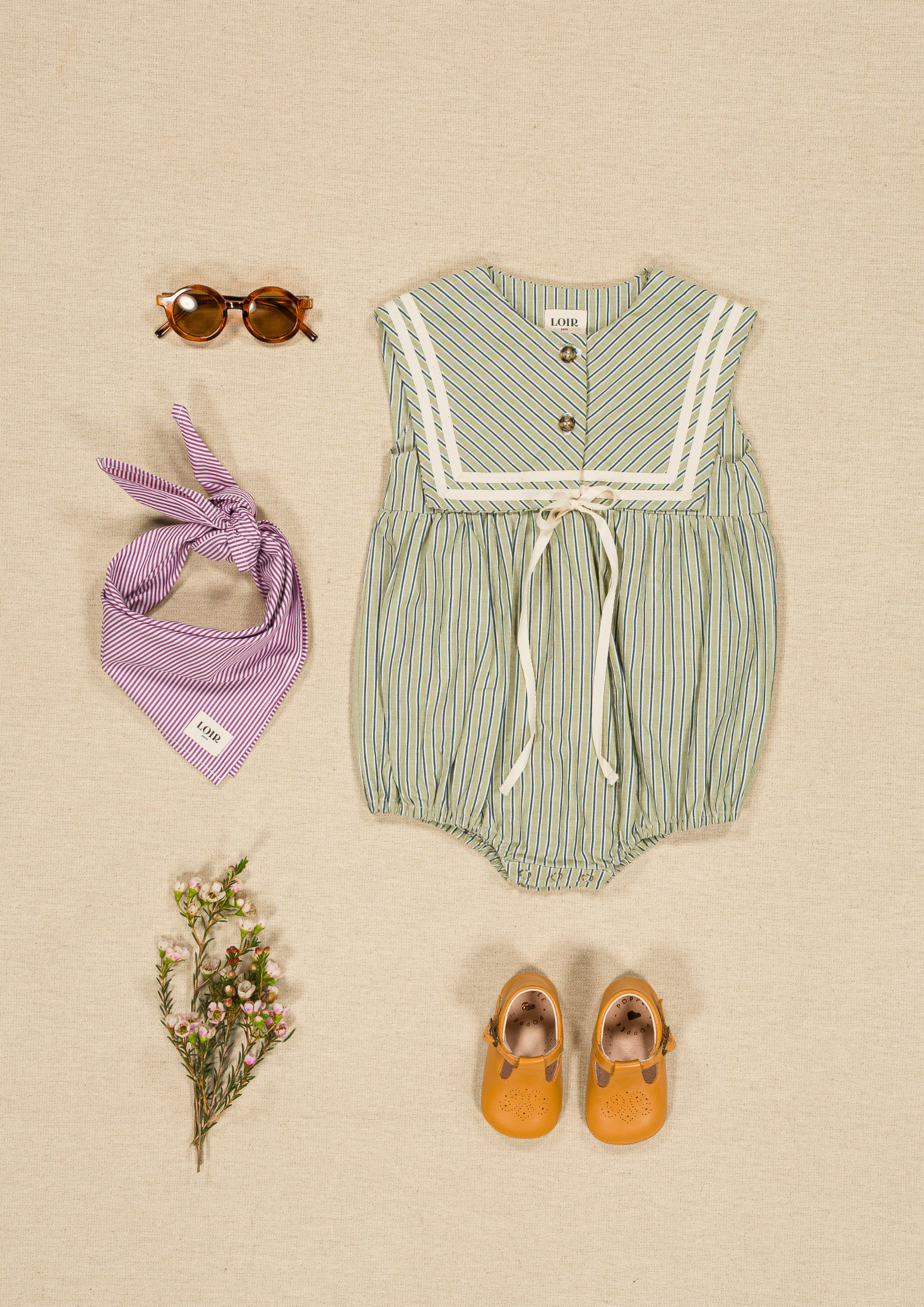 Barboteuse Isabella - Rayures menthe