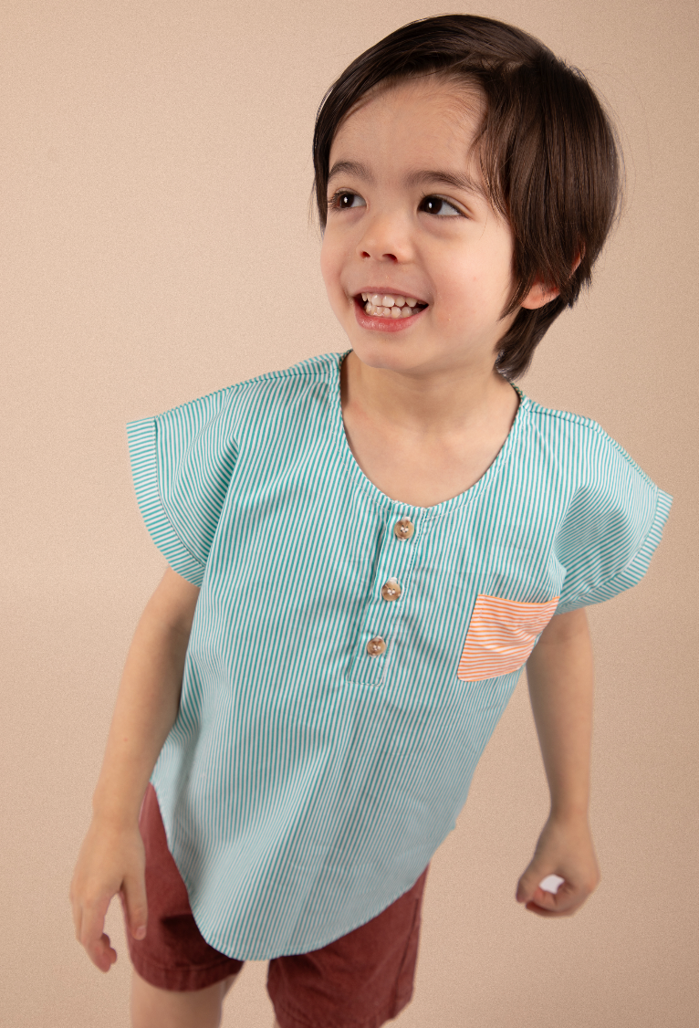 Blouse T - Rayures vertes