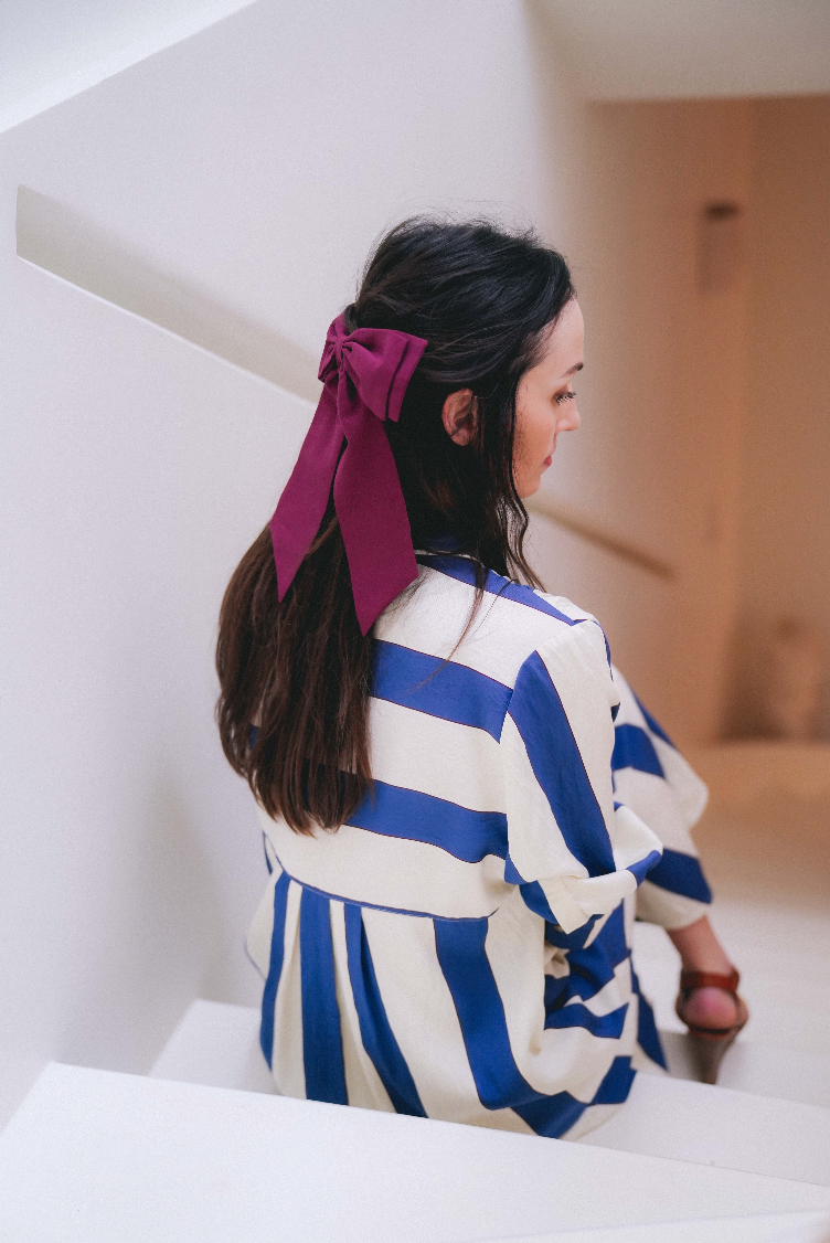 Maxi nœud Nora - Madame - Lin bordeaux