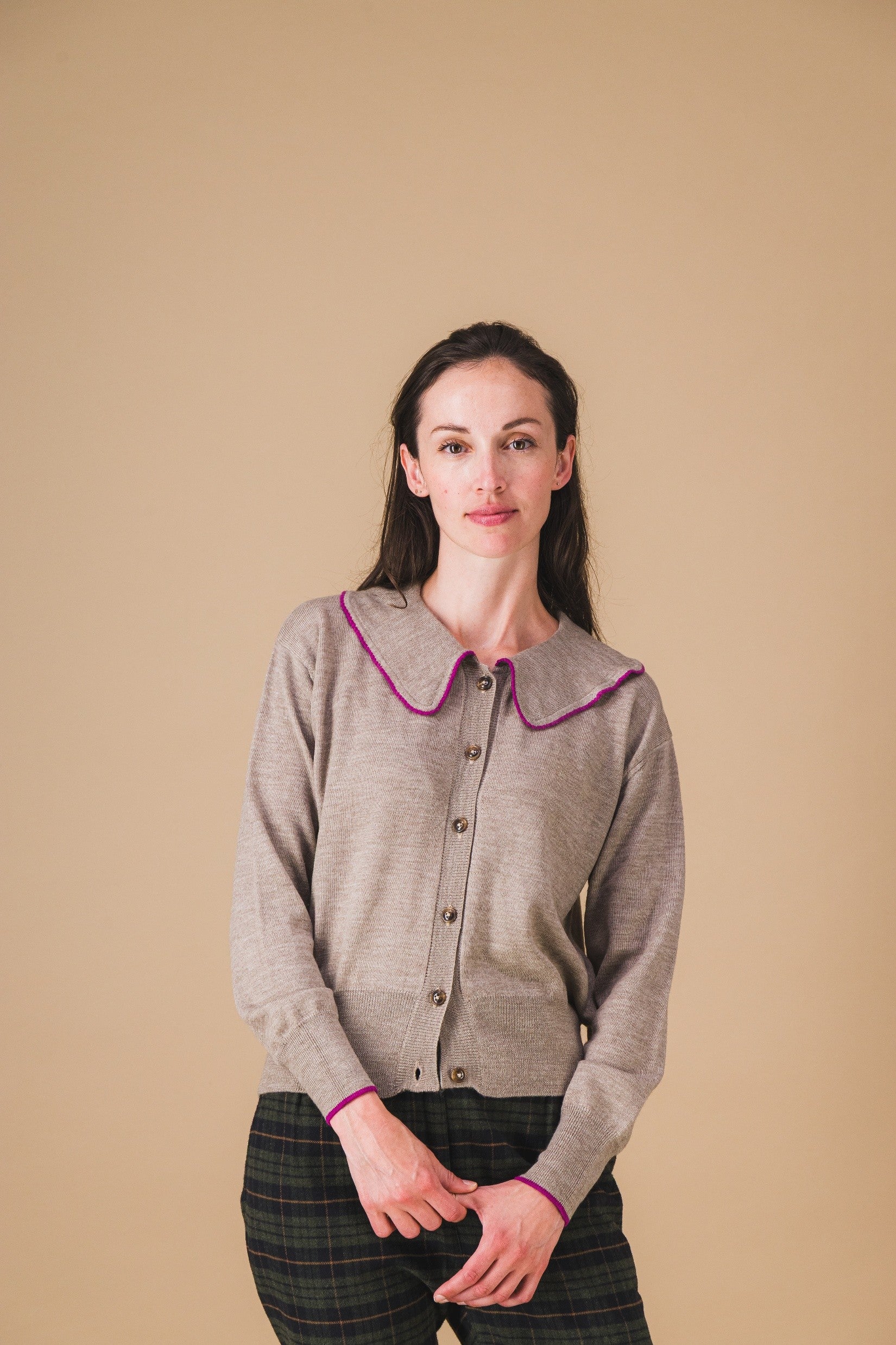 Cardigan COLETTE - Beige / Fushia