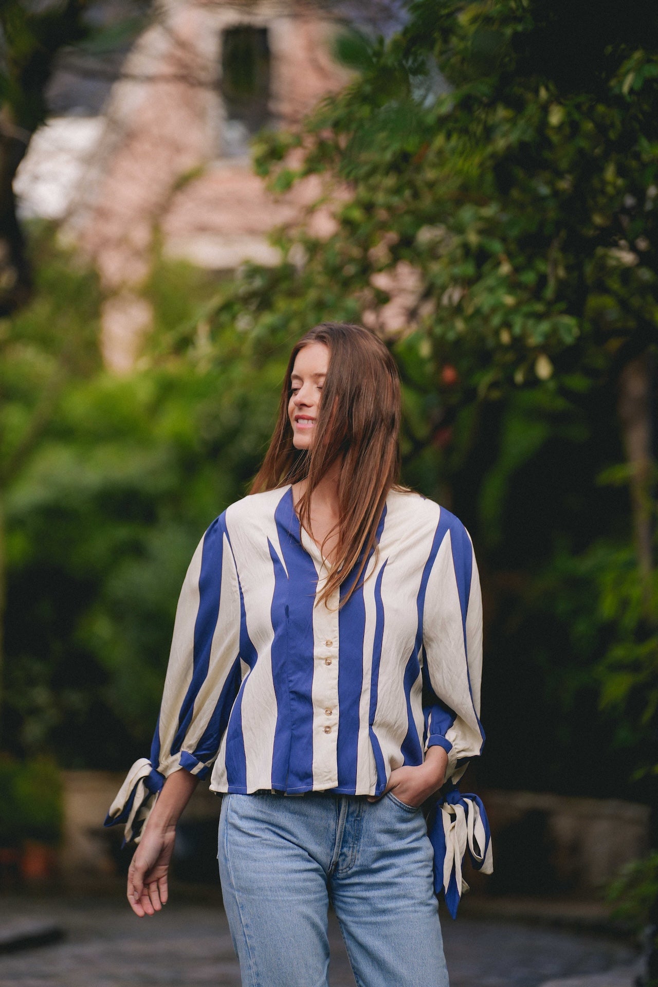 Chemise flor - Madame - Maxi rayures bleues