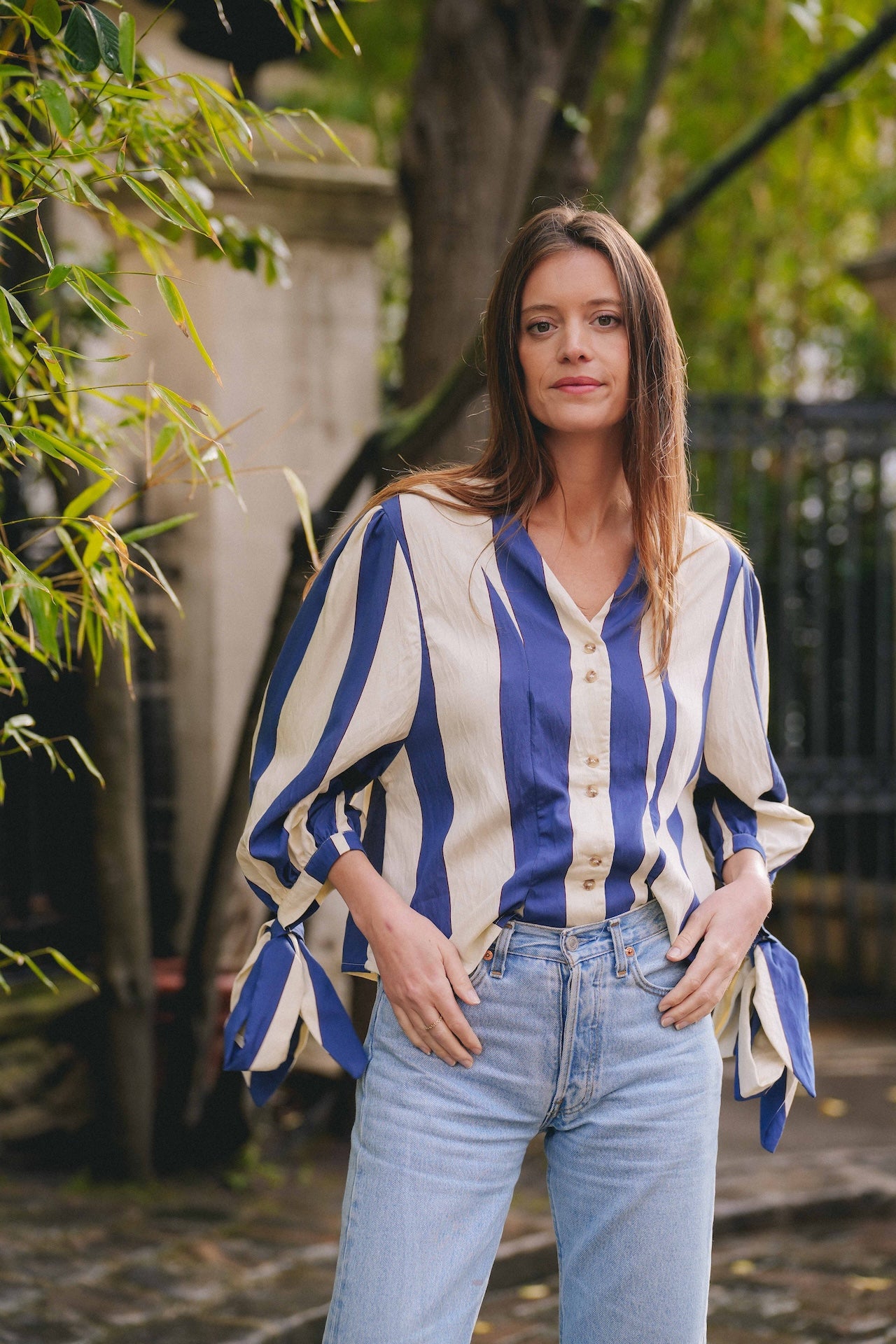 Chemise flor - Madame - Maxi rayures bleues