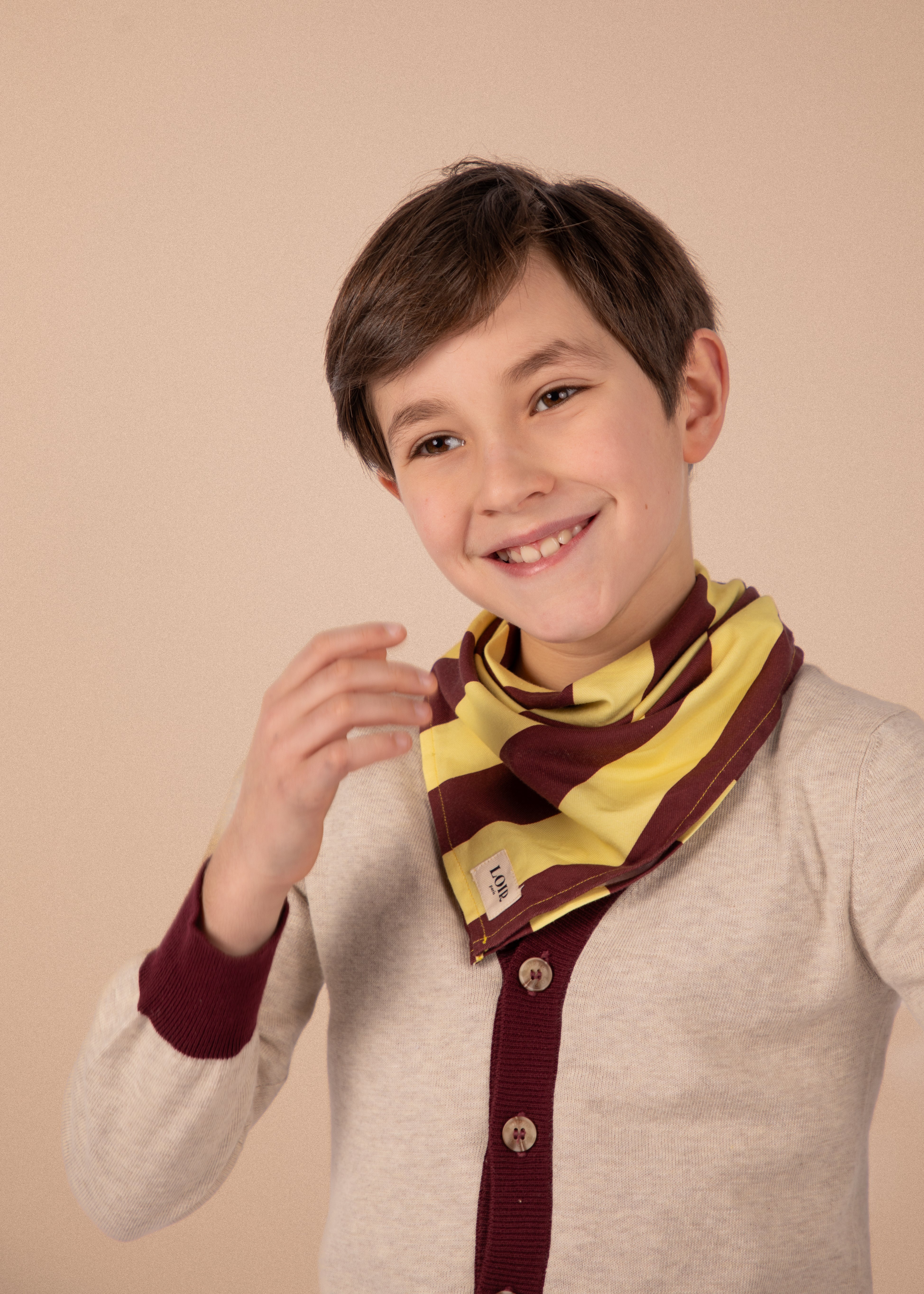 Foulard Alfred - Rayures jaunes & bordeaux