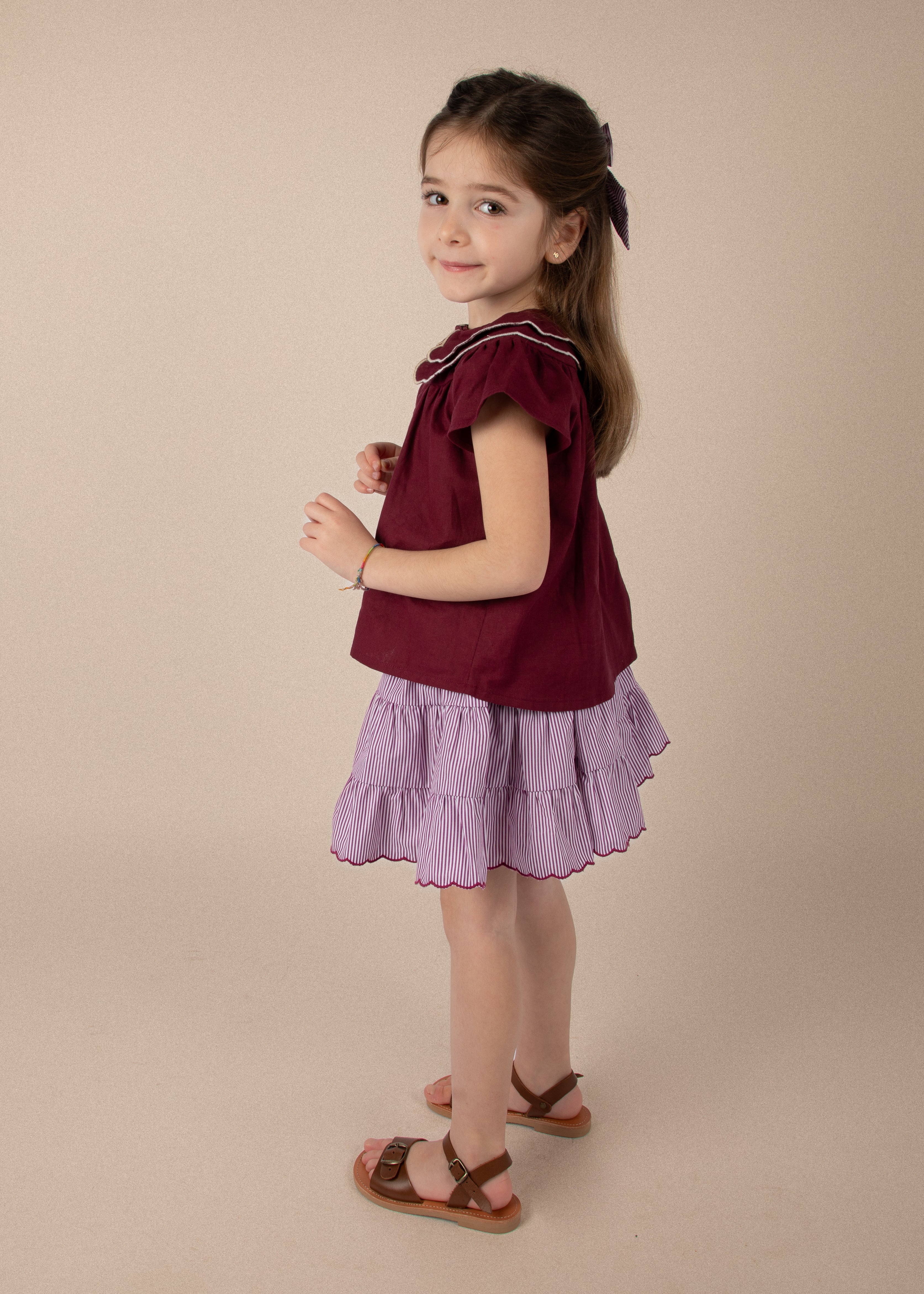 Jupe Bea - Rayures bordeaux