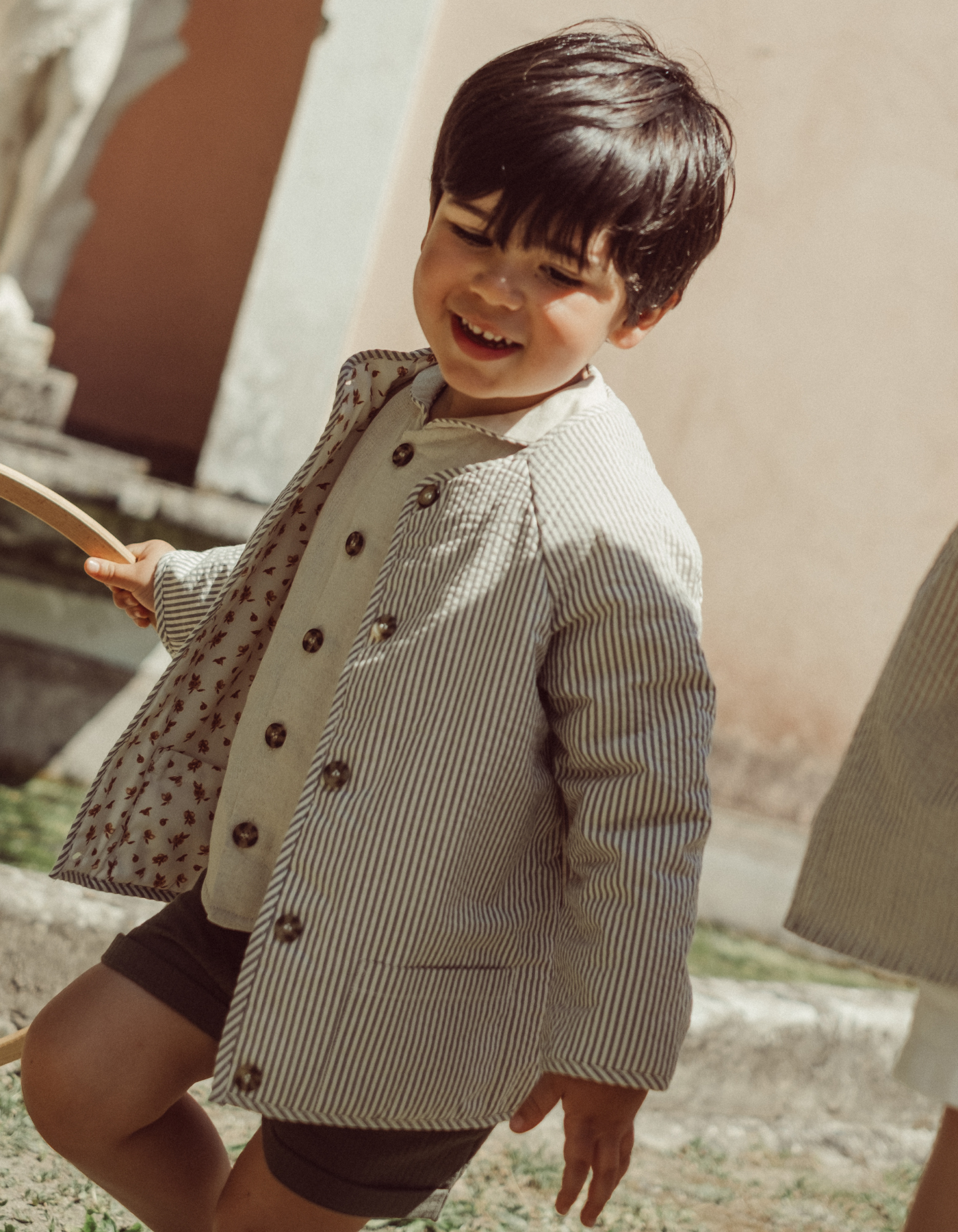 Veste ROMEE - Plumetis citrons & fines rayures bleues