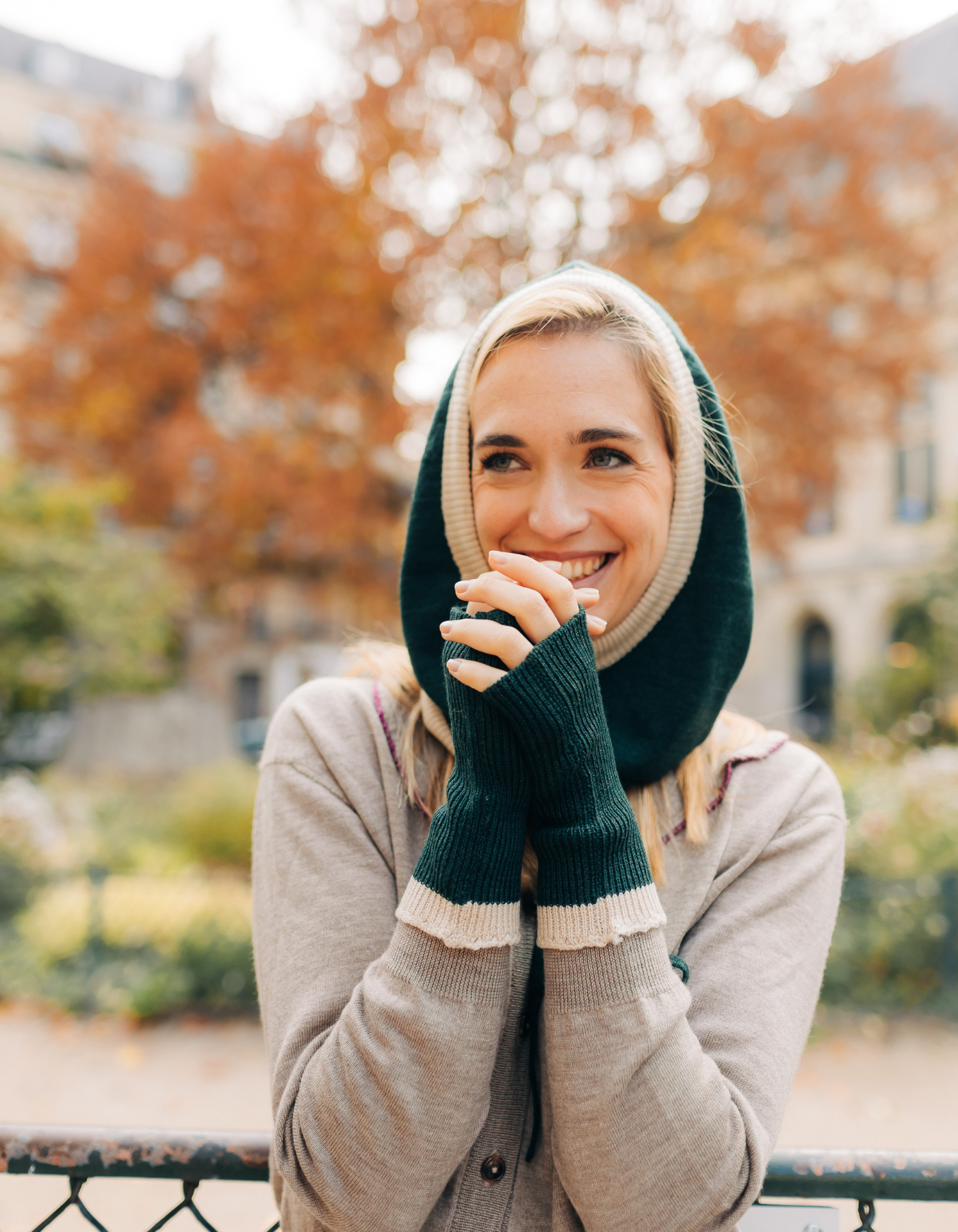 Mitaine EVA - Vert sapin / crème