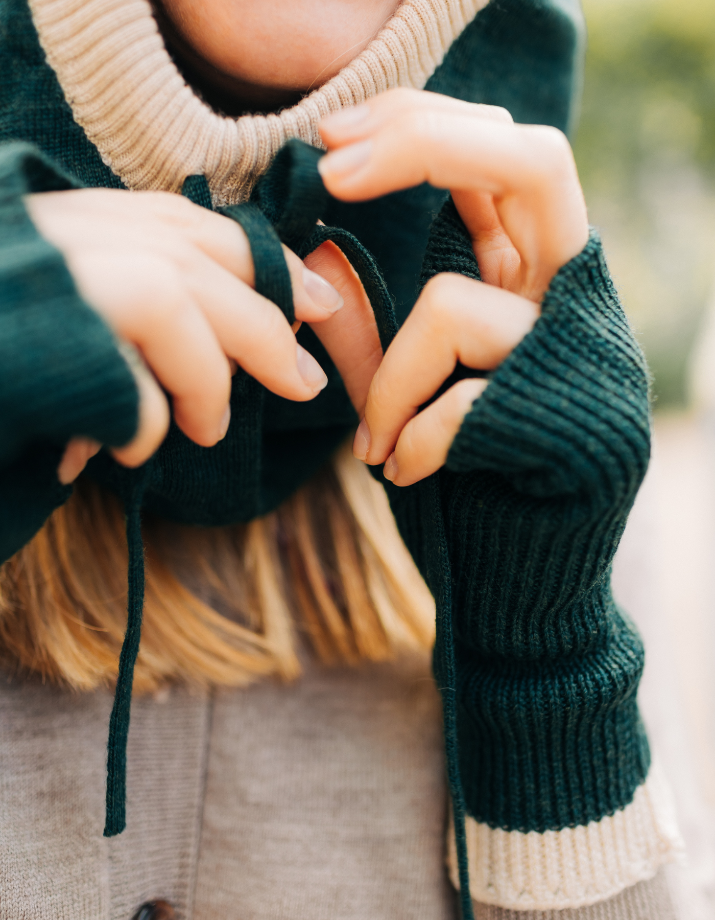 Mitaine EVA - Vert sapin / crème