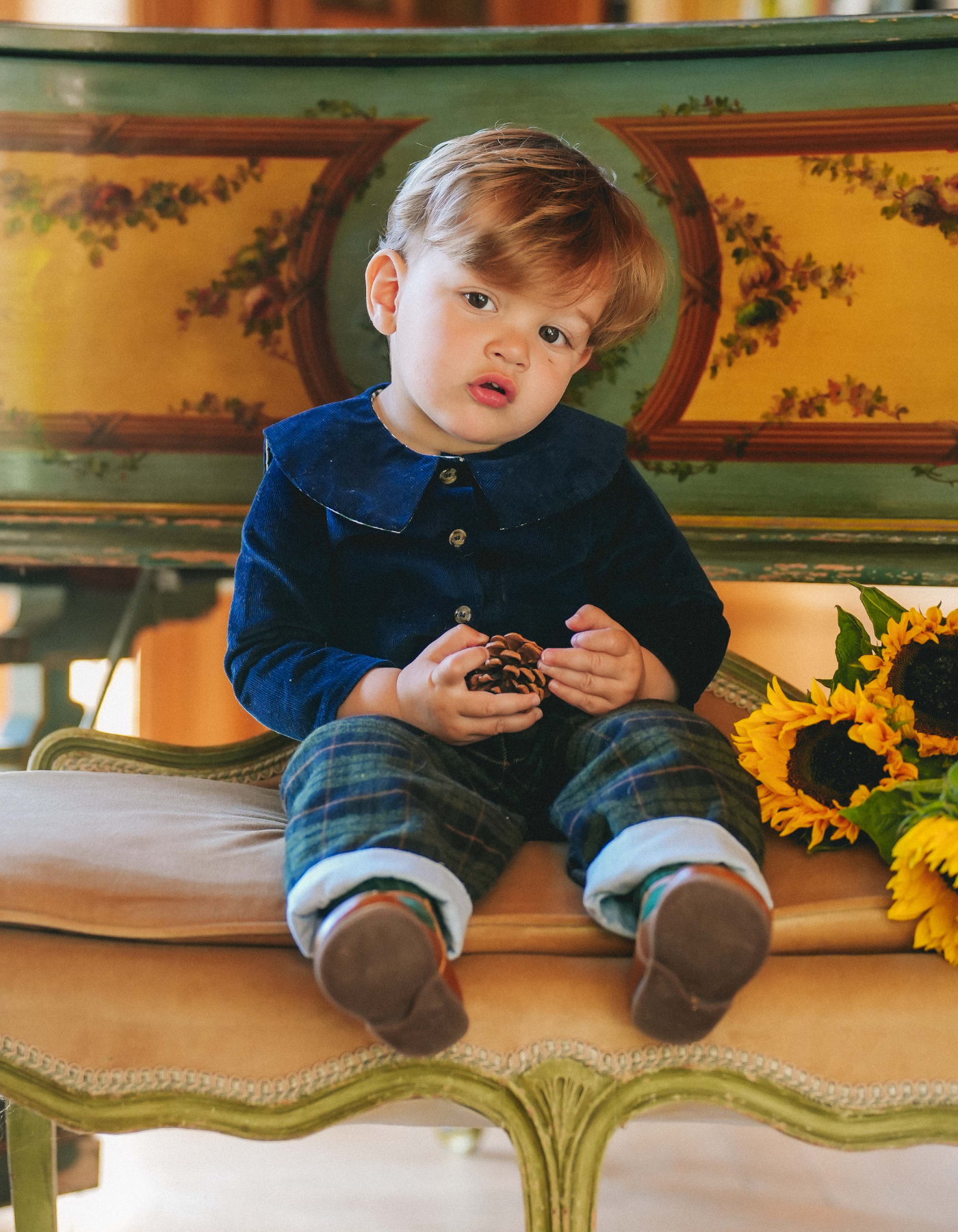 Pantalon NINI - Tartan Bleu marine