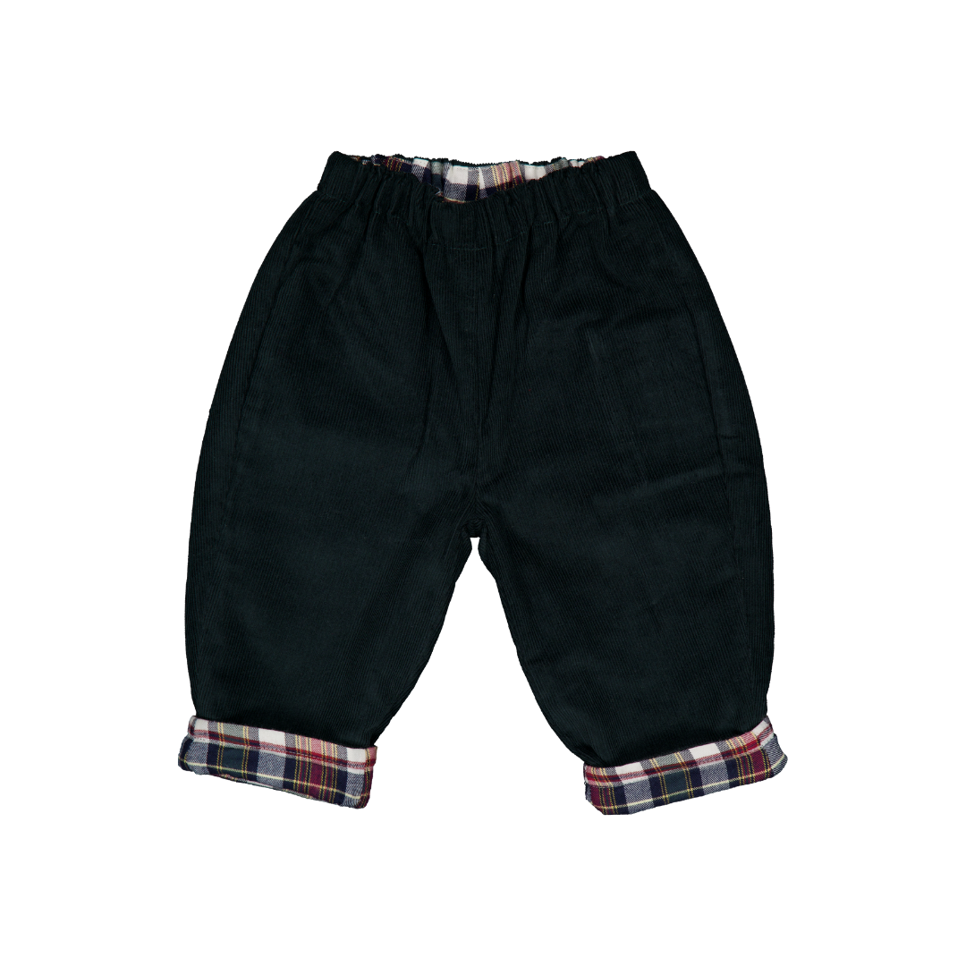 Pantalon NINI - Velours Vert et Tartan de Noël