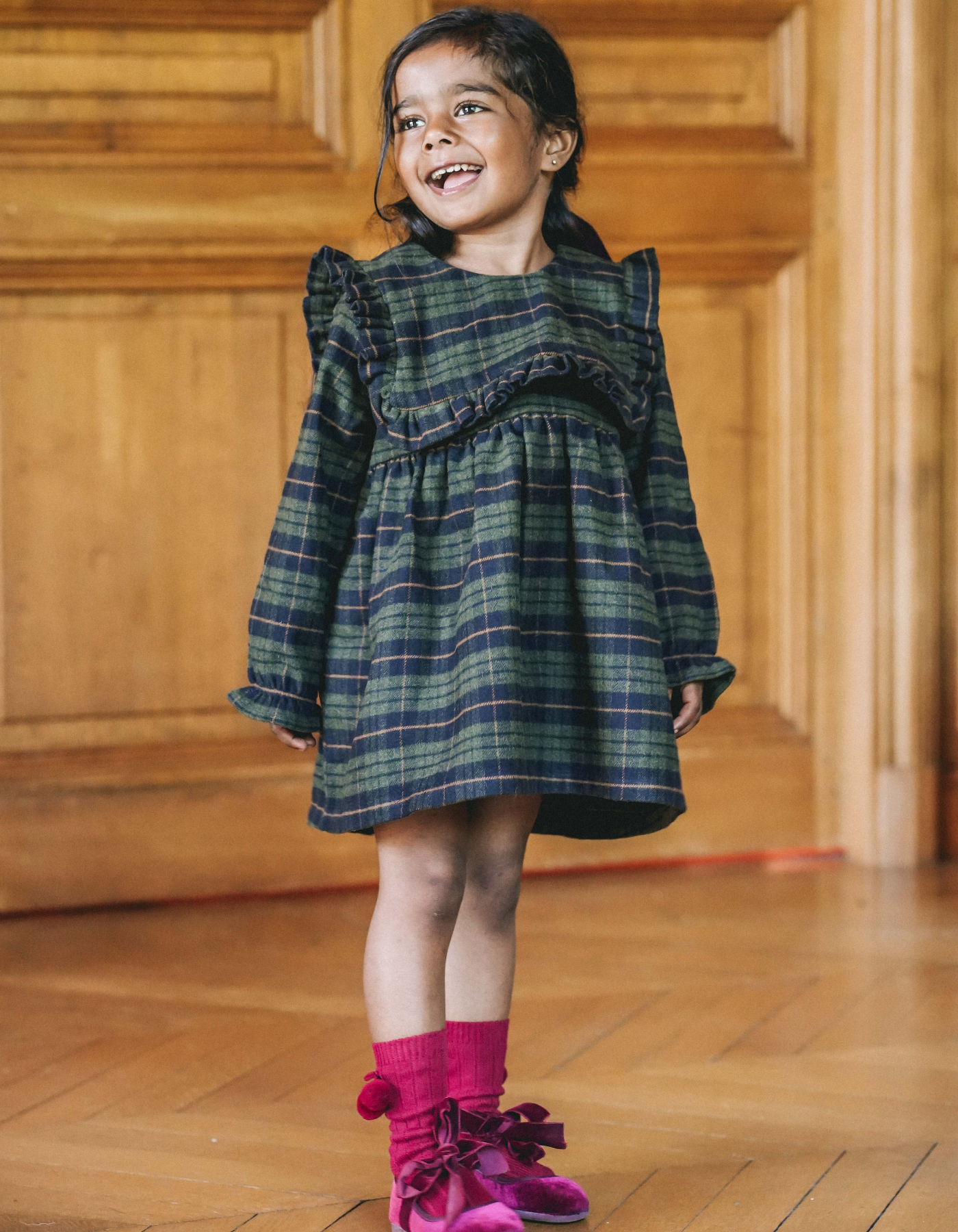 Robe NINON - Tartan Bleu Marine