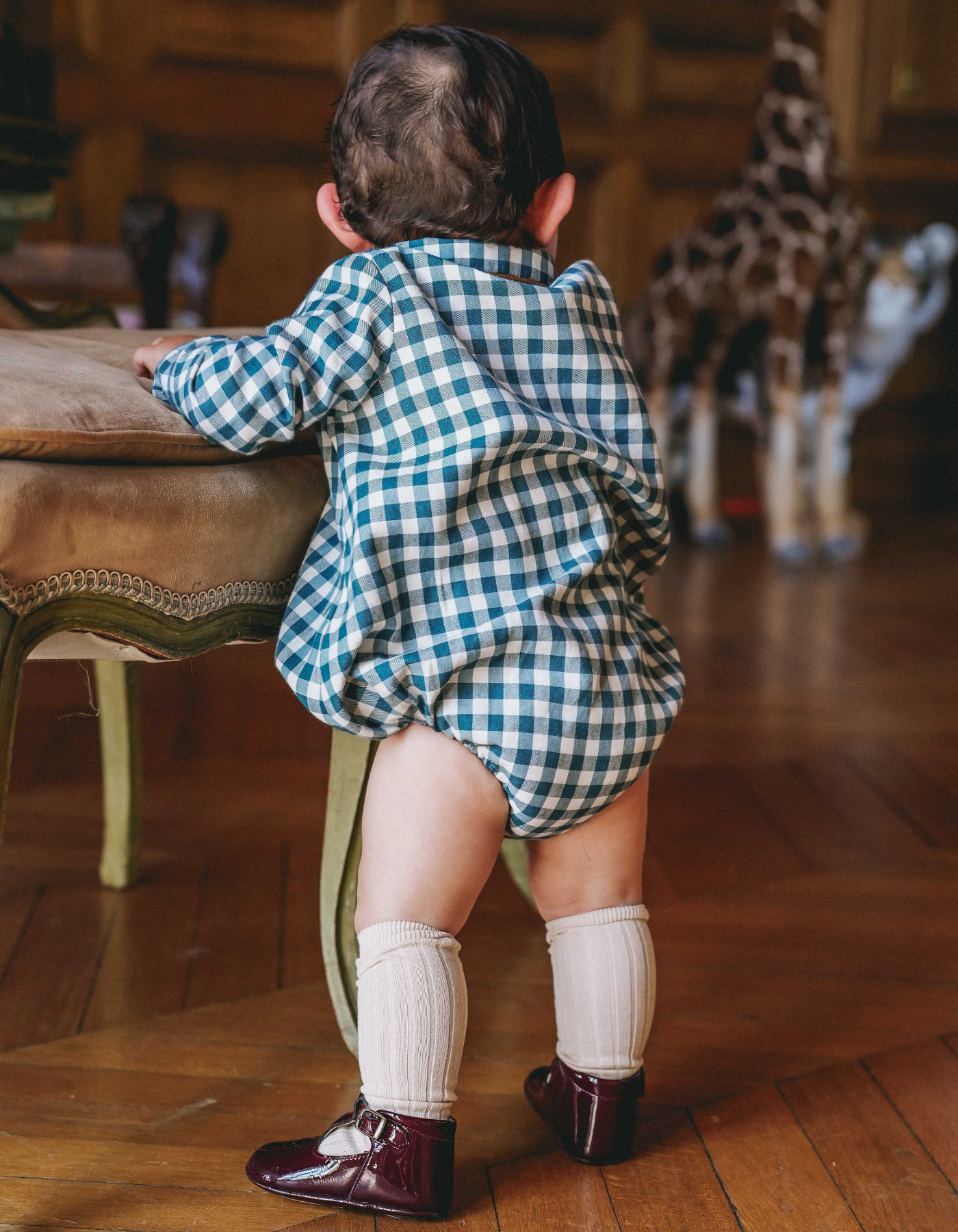 Barboteuse ORSO  - Vichy Bleu Canard