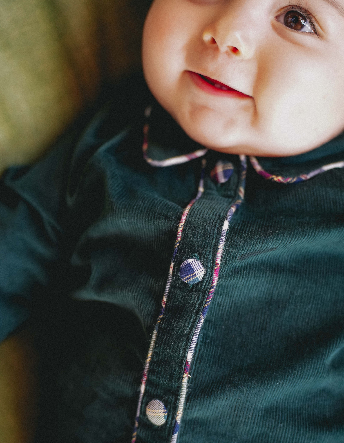 Chemise FÉODOR - Velours vert et Tartan de Noël