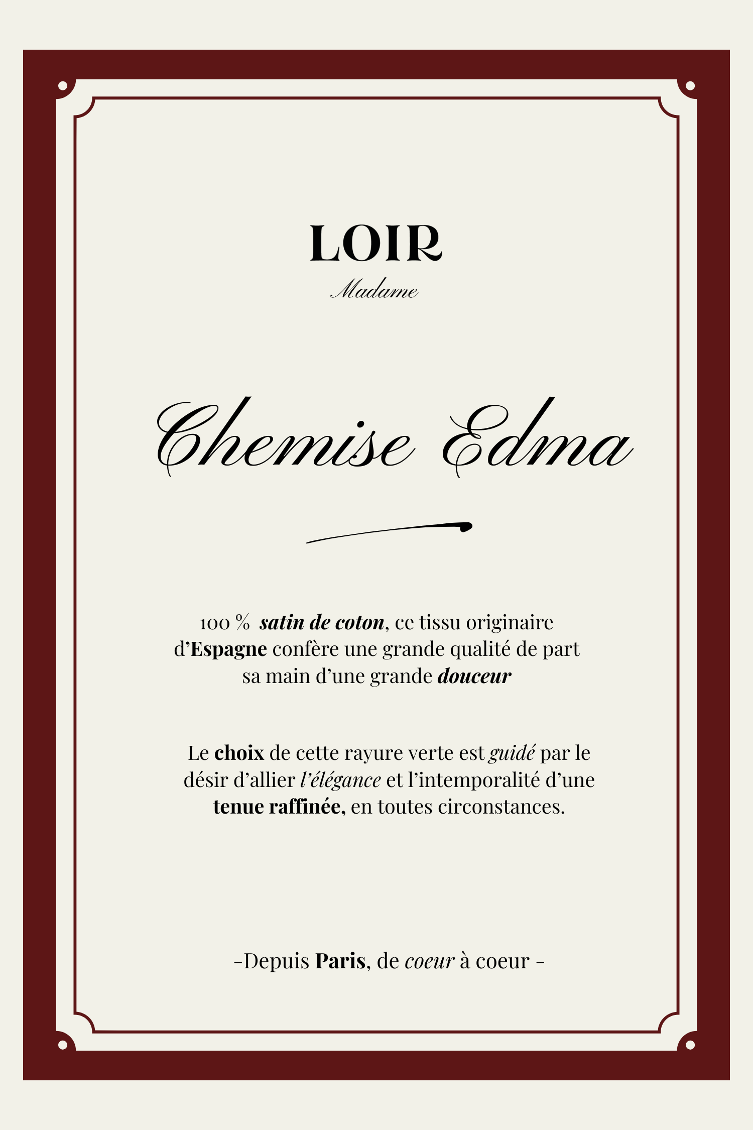 Chemise EDMA - Rayures vertes