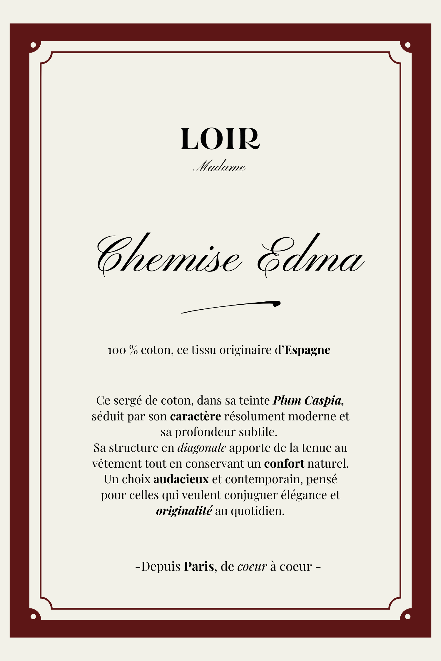 Chemise EDMA - Prune