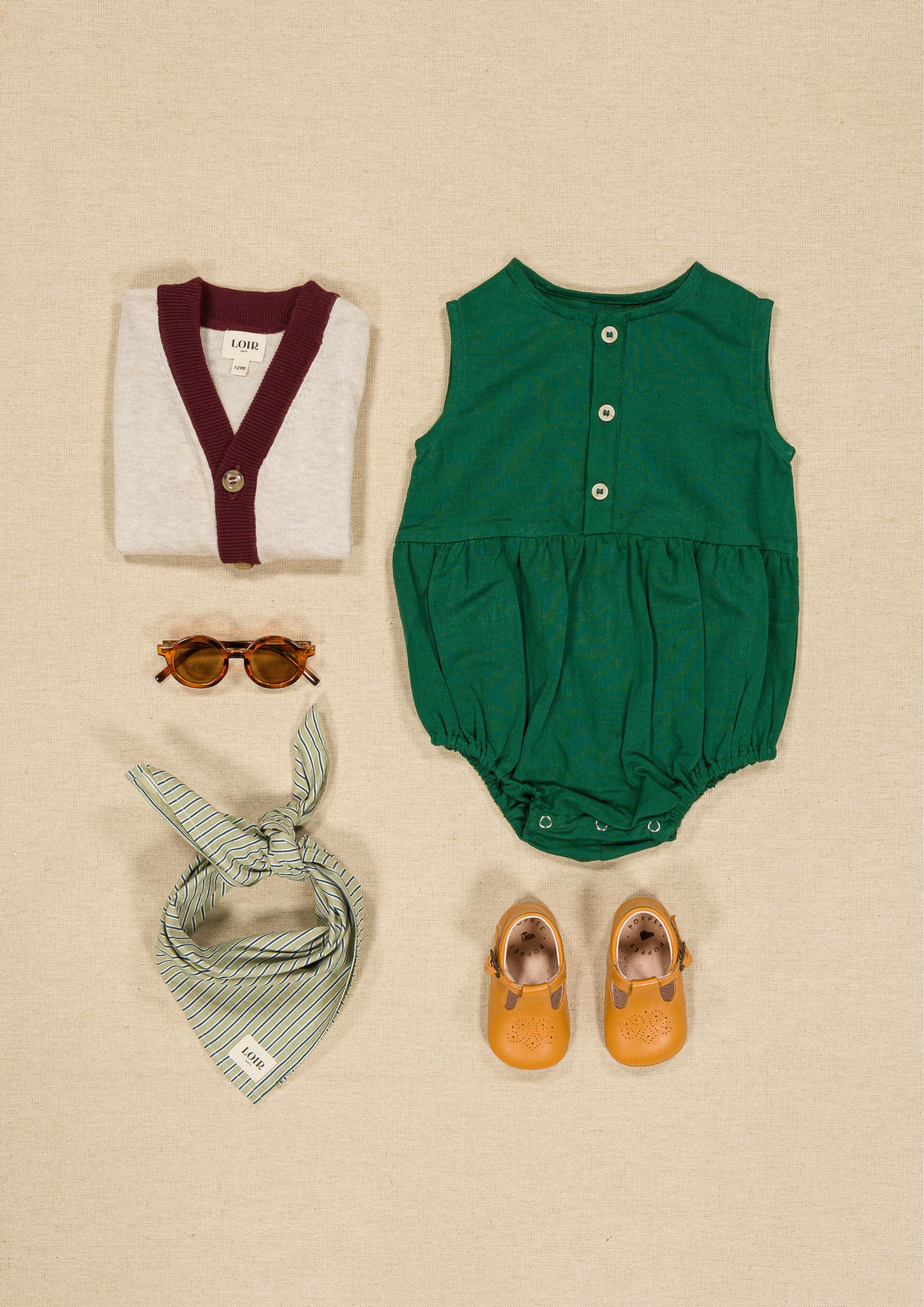 Barboteuse Pio - Lin vert eden