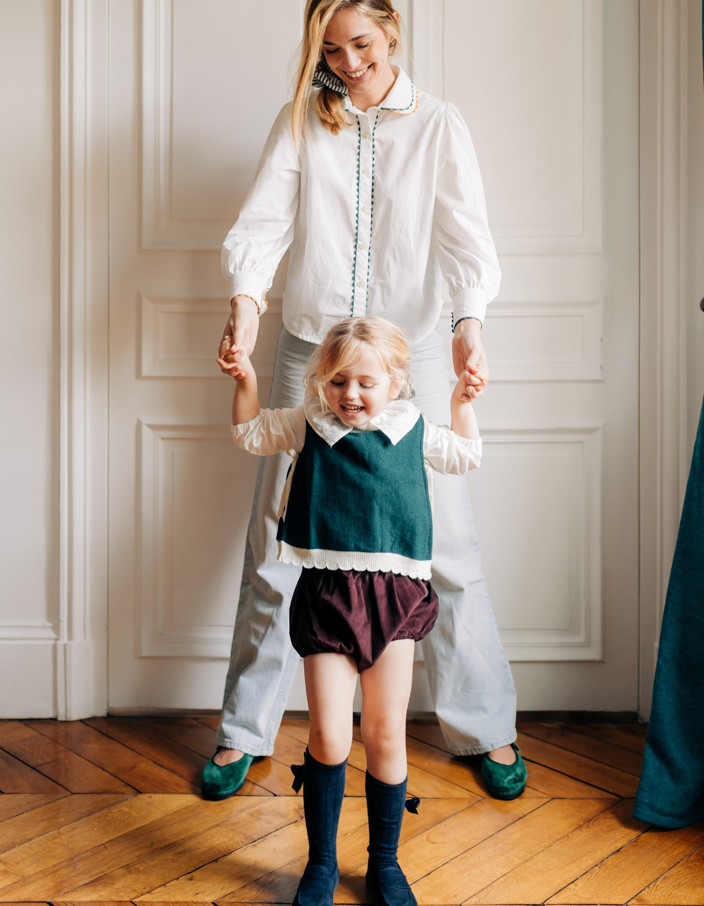 Top JULIETTE - Vert et crème