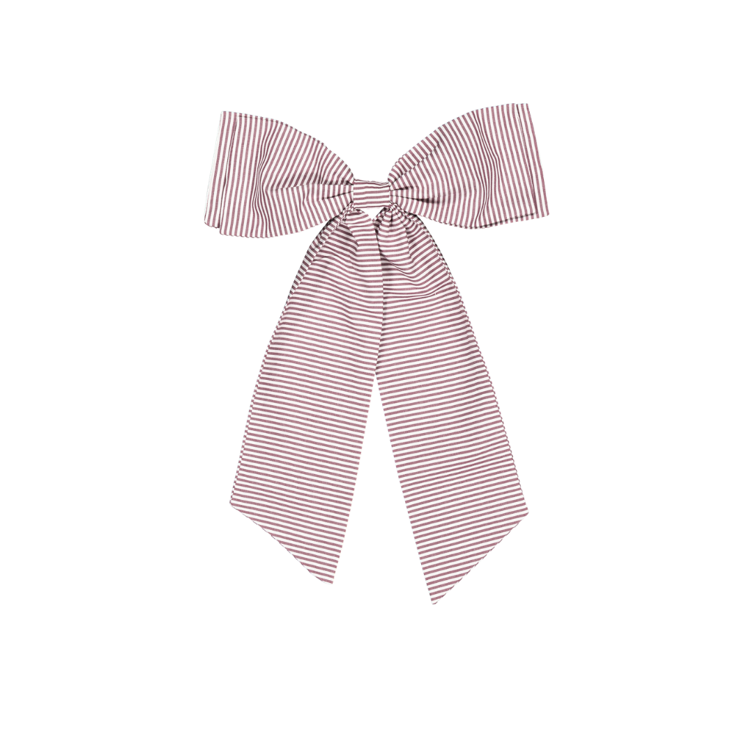 Barrette Noeud Nora - Rayures Bordeaux