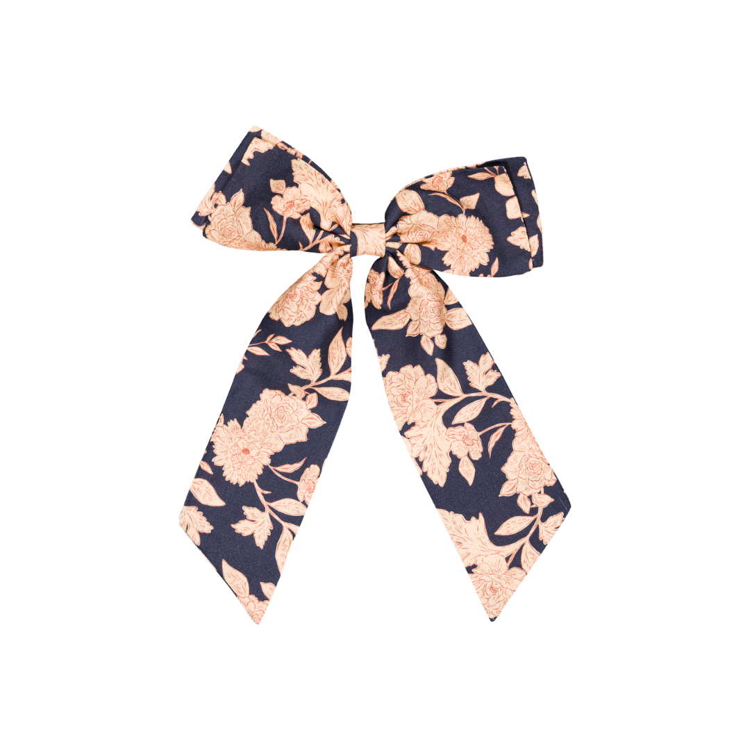 Barrette Noeud Nora - Fleurs Marine