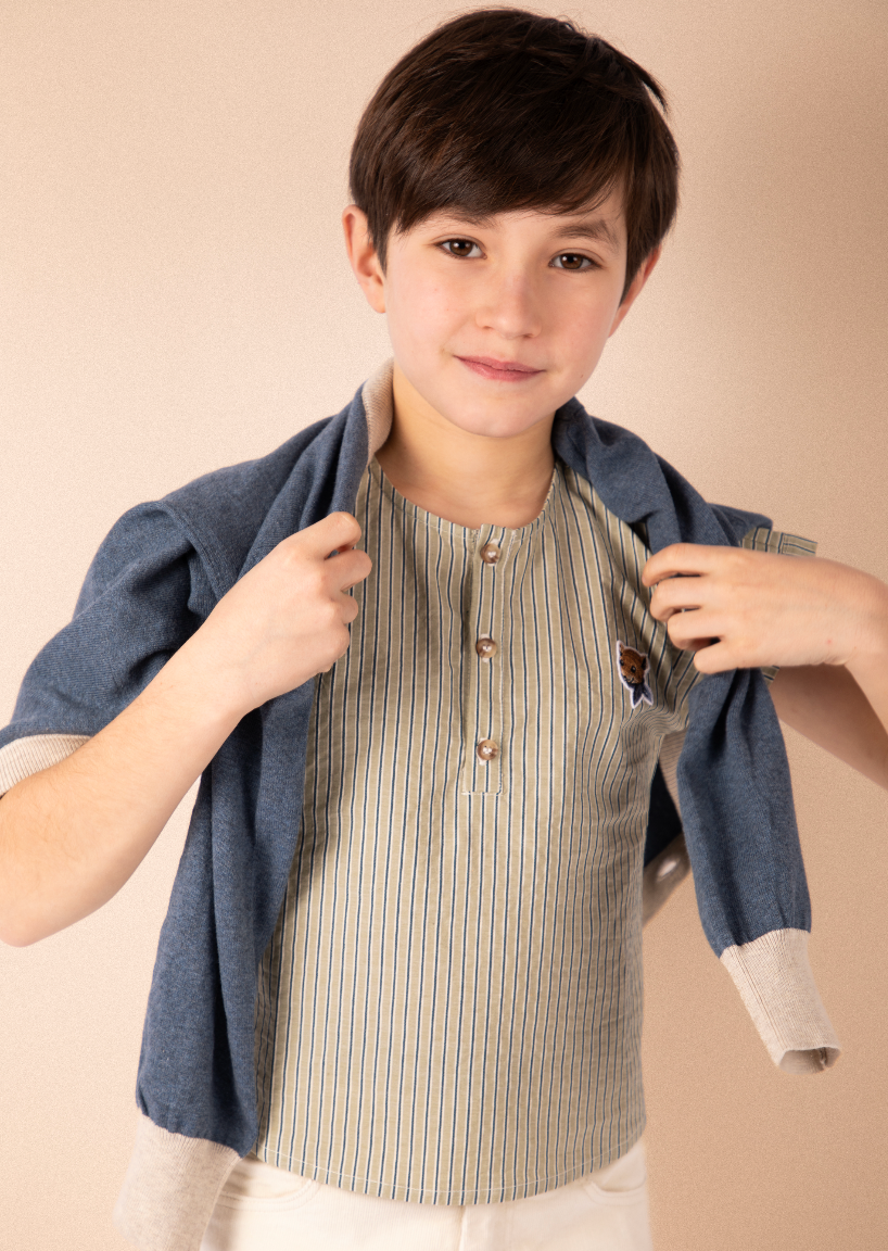 Blouse T - Rayures menthe