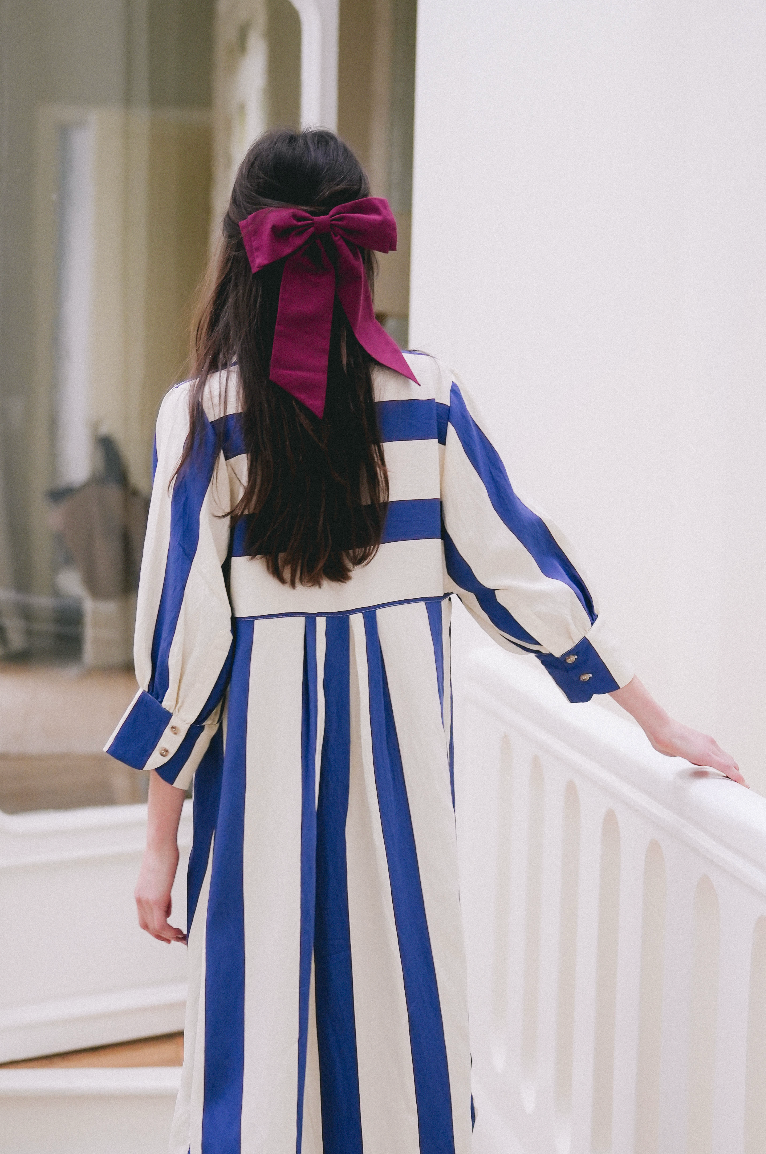 Maxi nœud Nora - Madame - Lin  bordeaux