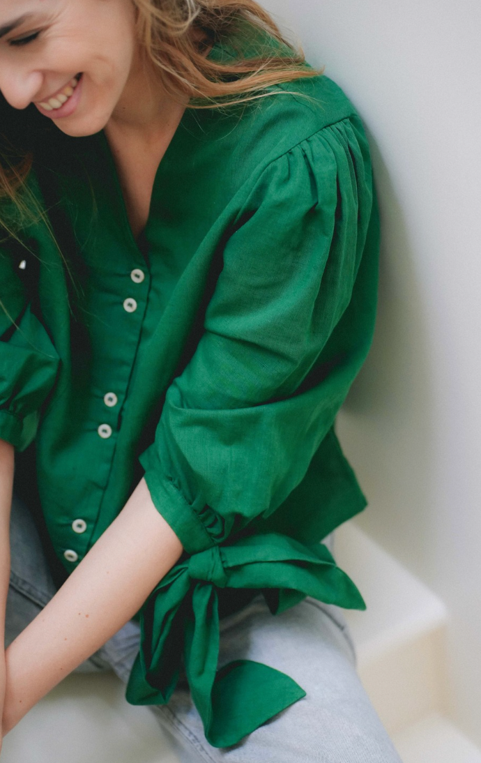 Chemise flor - Madame - Lin vert