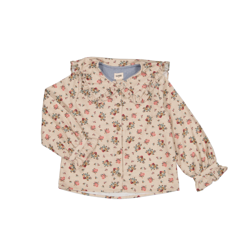 CAPUCINE shirt - Pink flower velvet