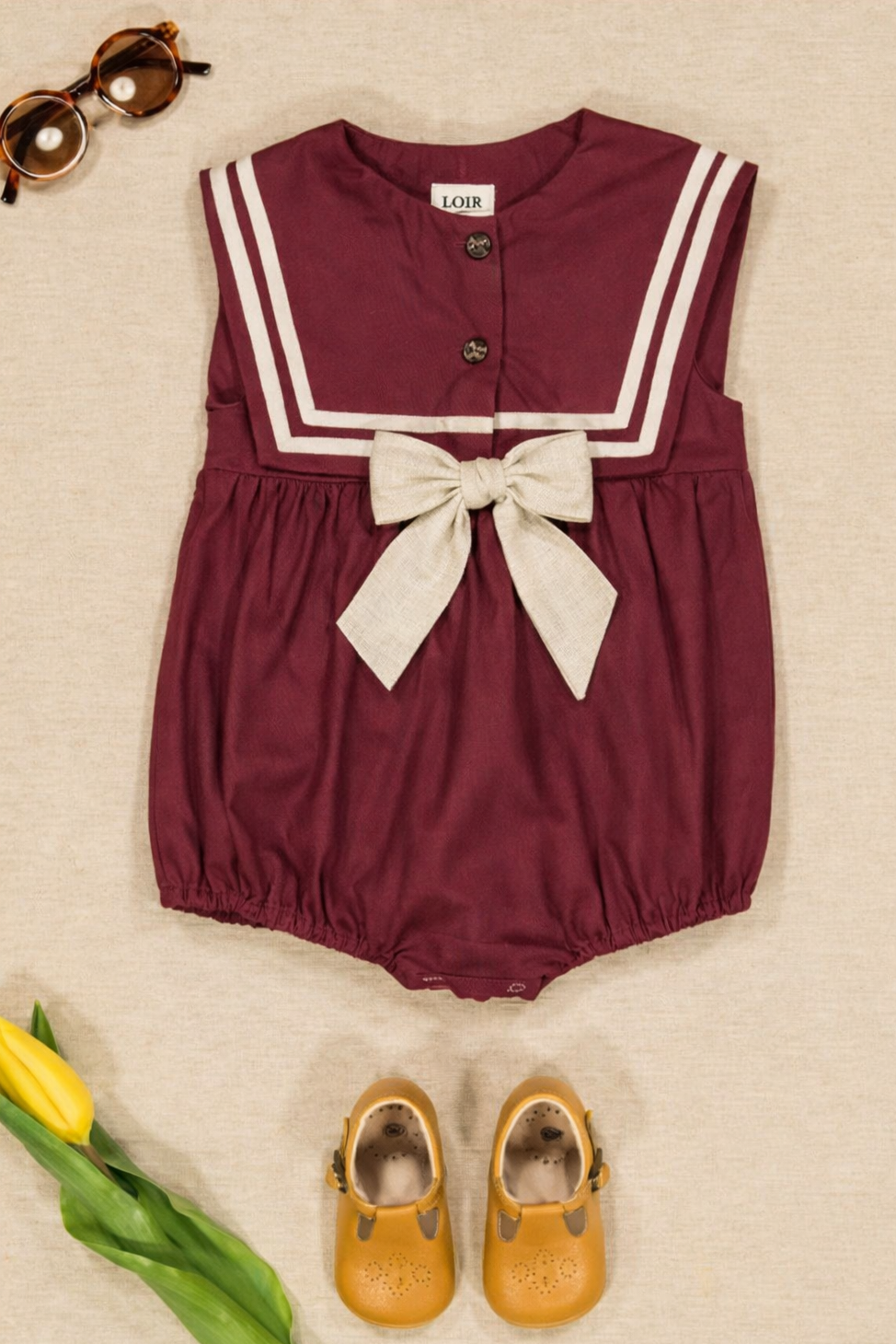 Barboteuse Isabella - lin bordeaux