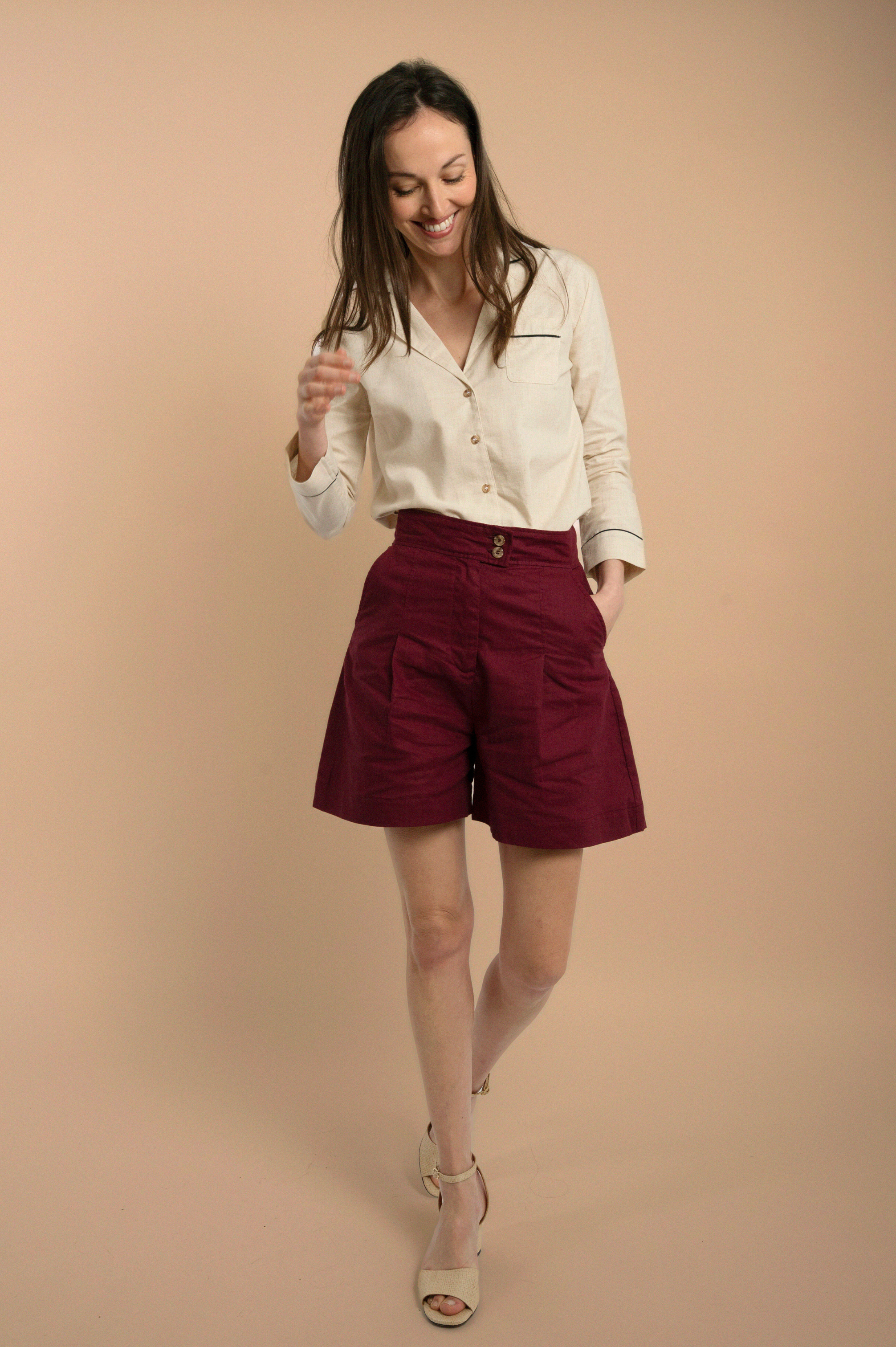 Short Gallia - Madame - lin bordeaux