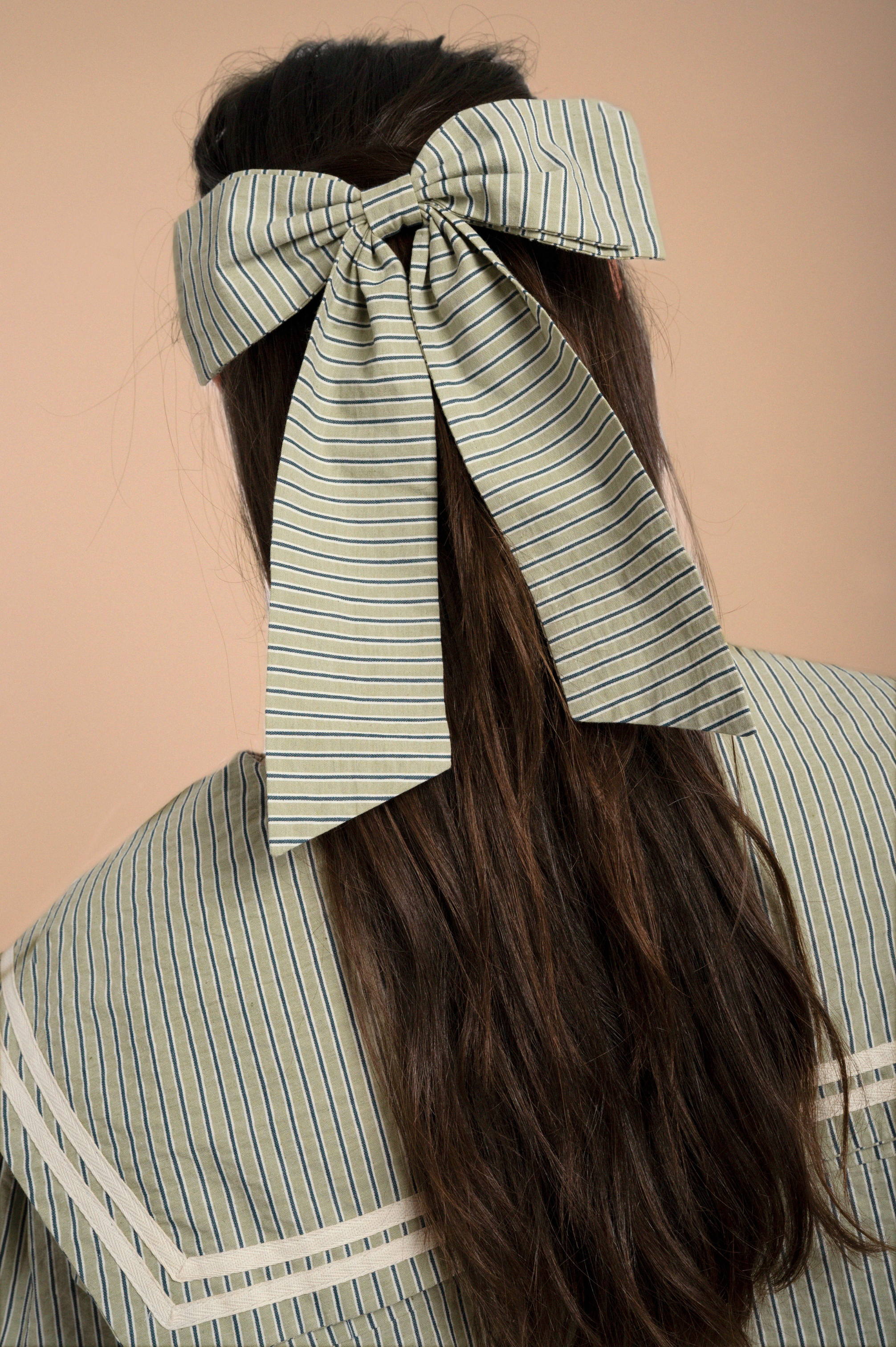 Maxi nœud Nora - Madame - Rayures menthe