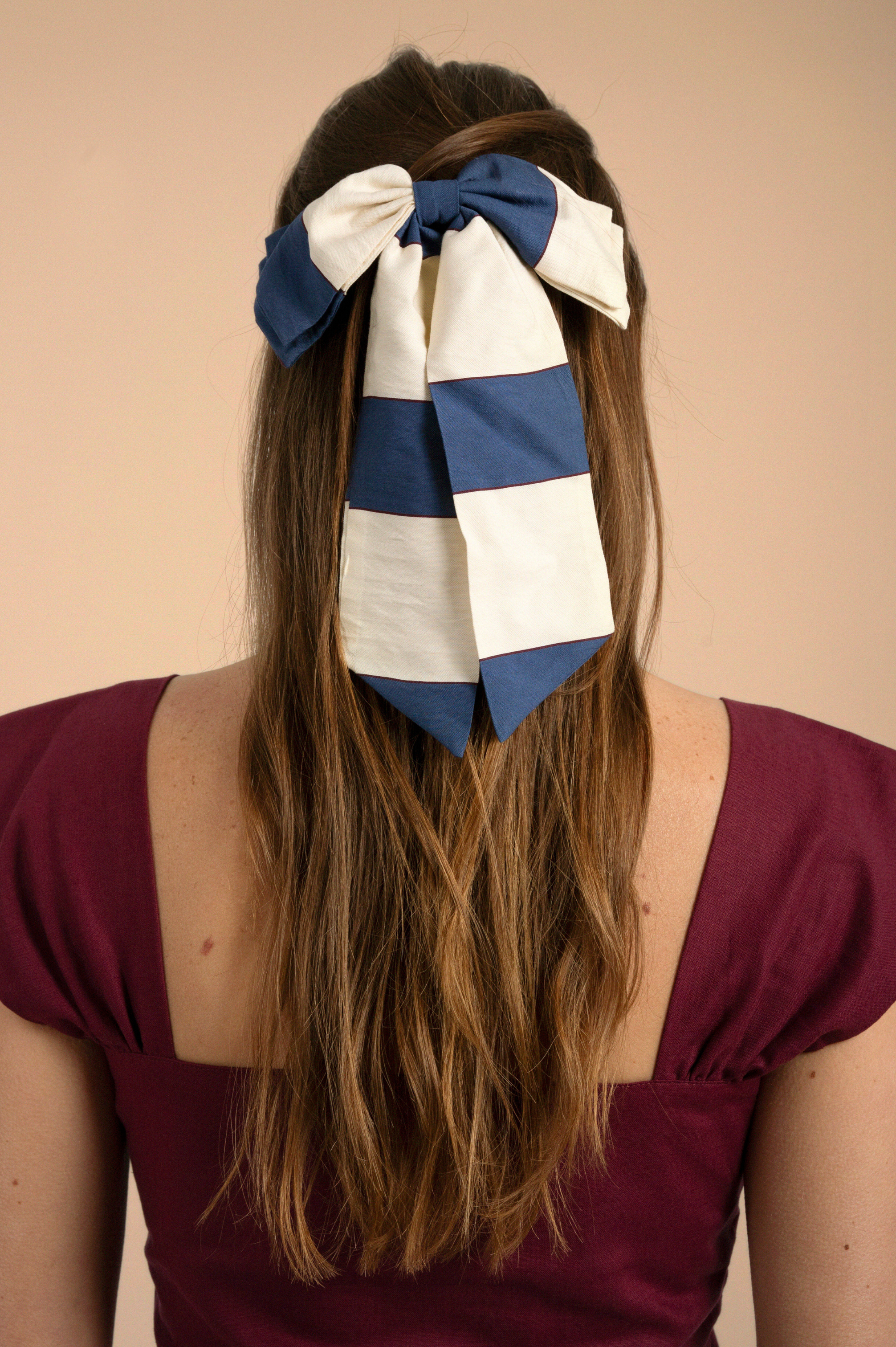 Maxi nœud Nora - Madame - Maxi rayures bleues