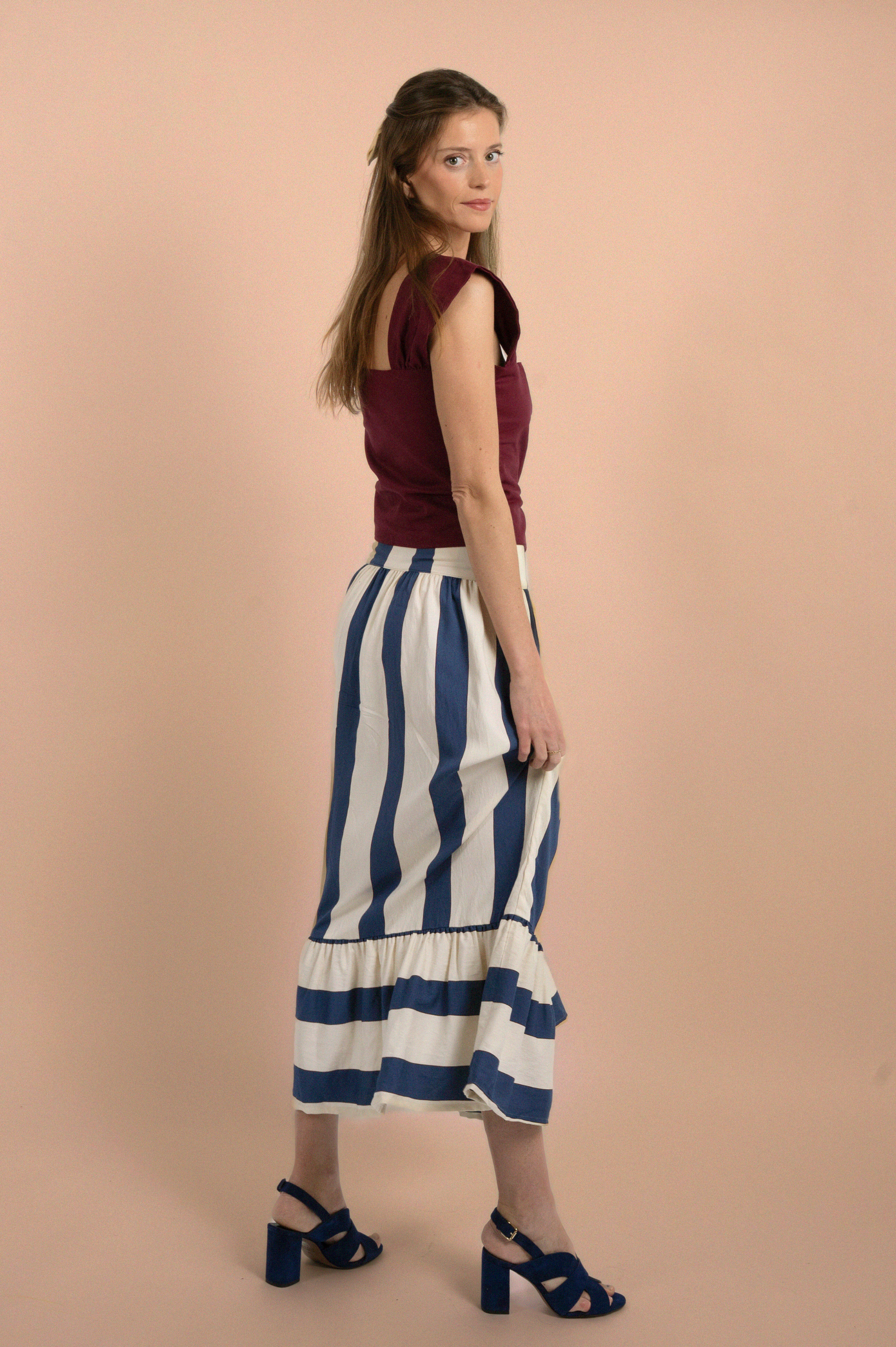 Jupe Mia - Madame - Maxi rayures bleues