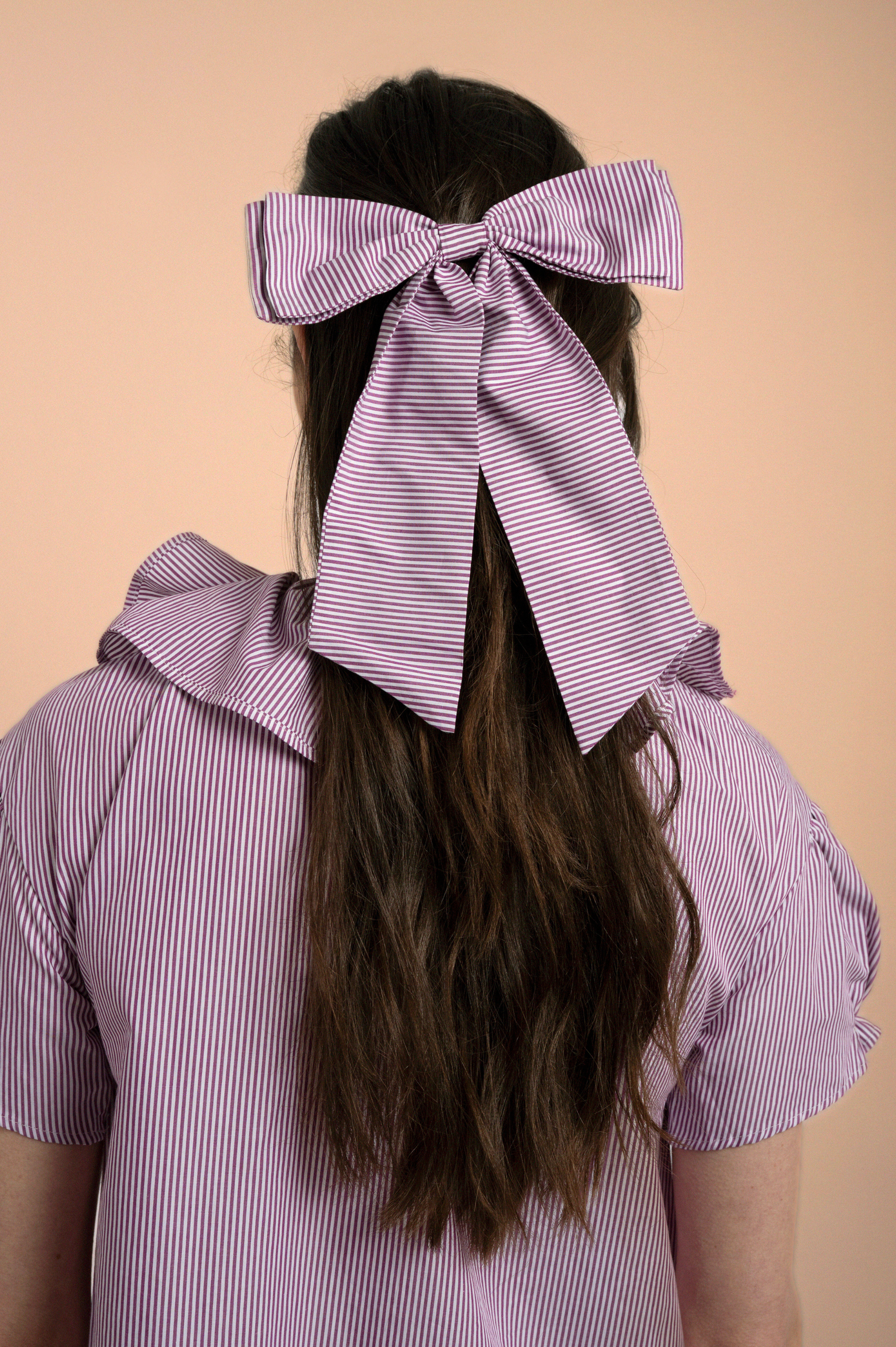 Maxi nœud Nora - Madame - Rayures Bordeaux