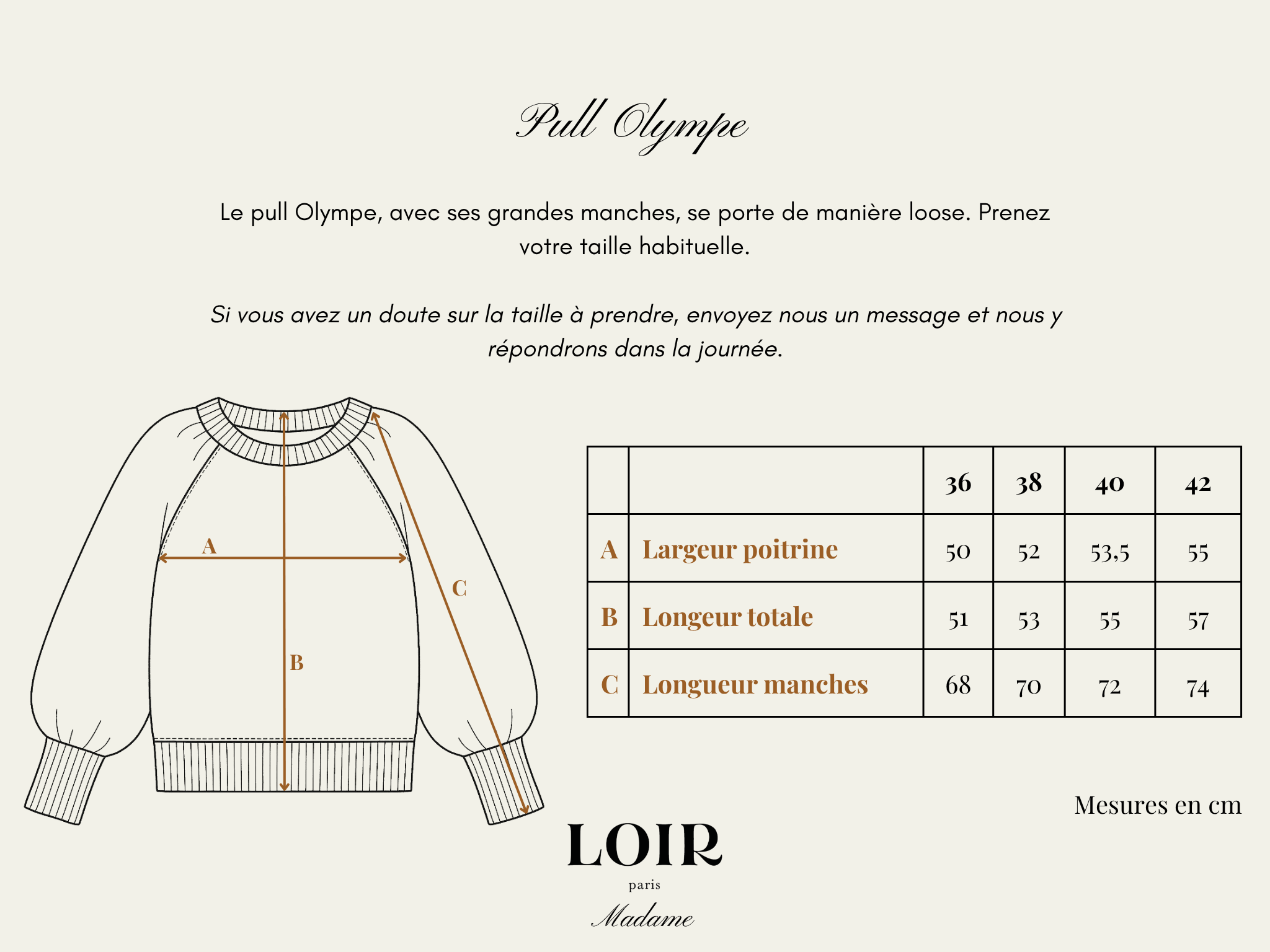 Pullover OLYMPE - Brun léger