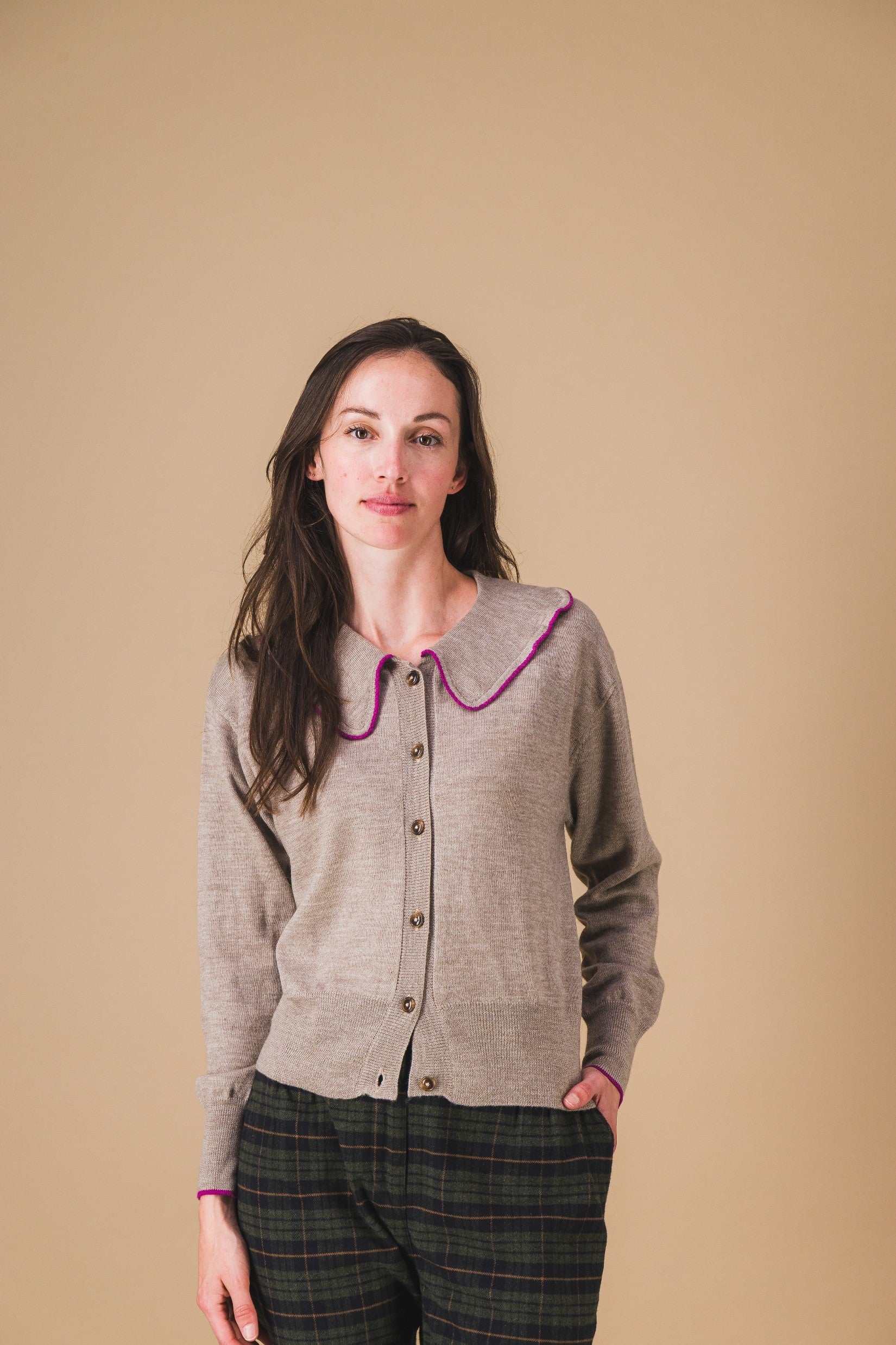 Cardigan COLETTE - Beige / Fushia