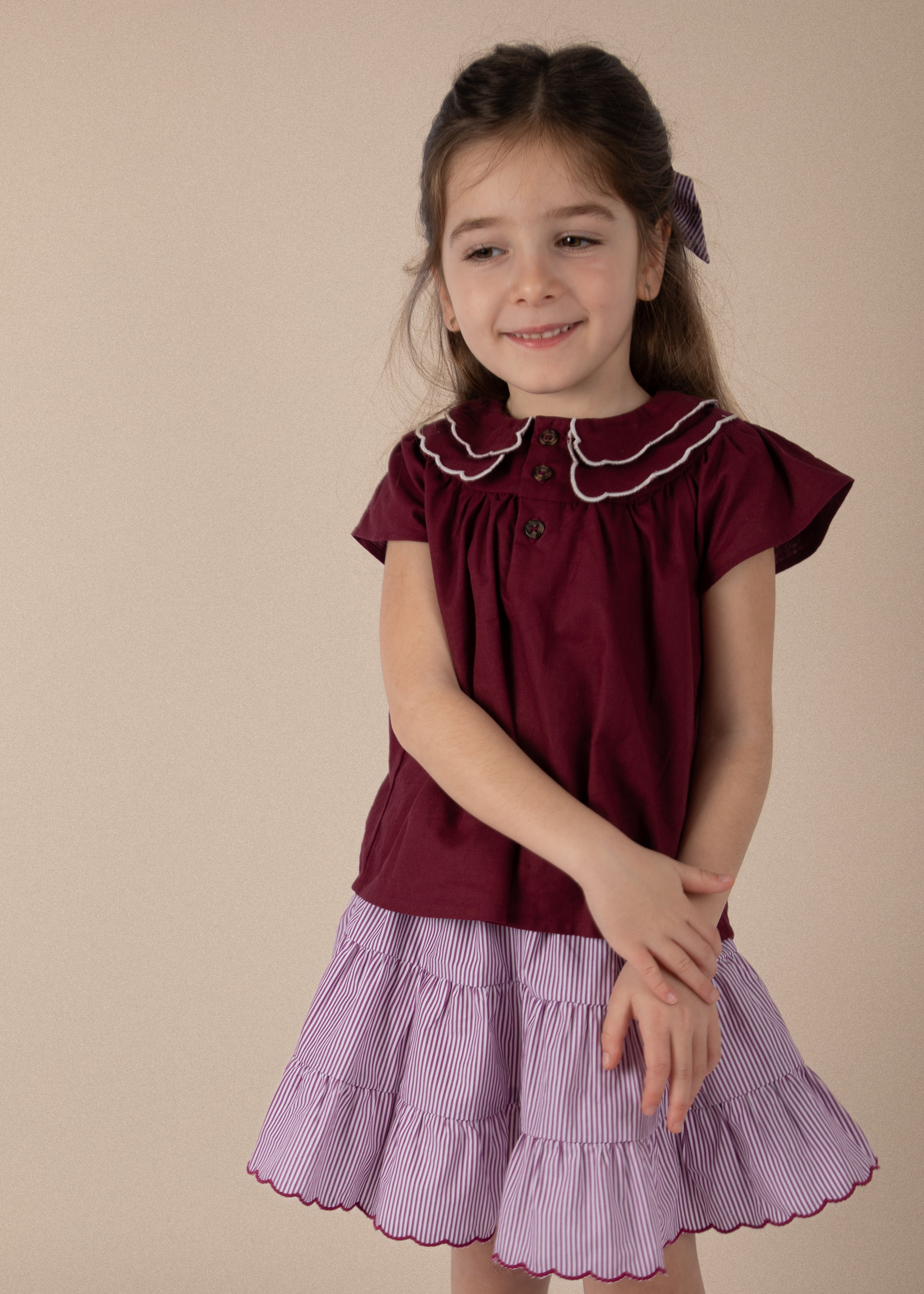 Blouse Carmen - Lin bordeaux