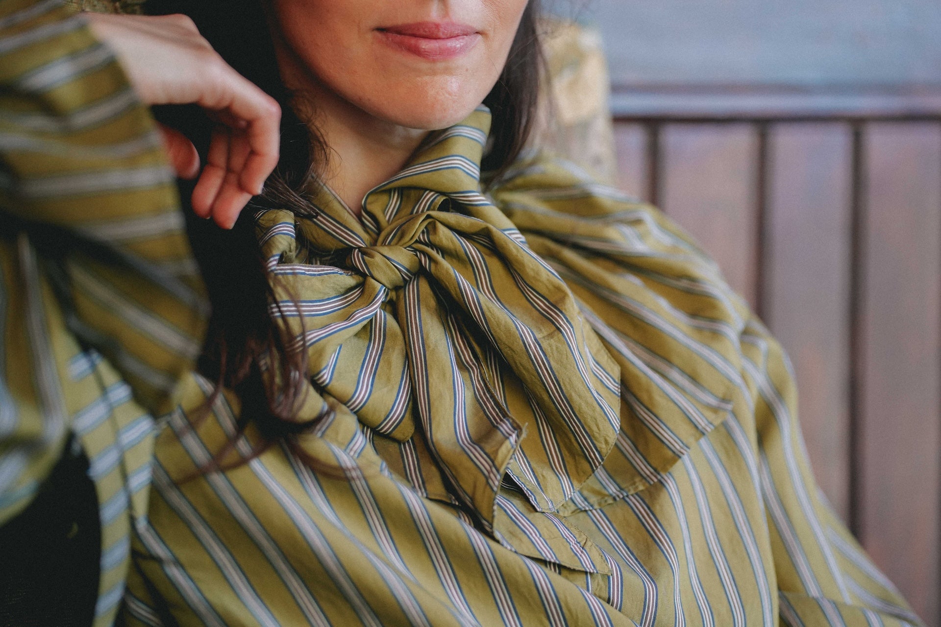 CHEMISE EDMA - Rayures olive