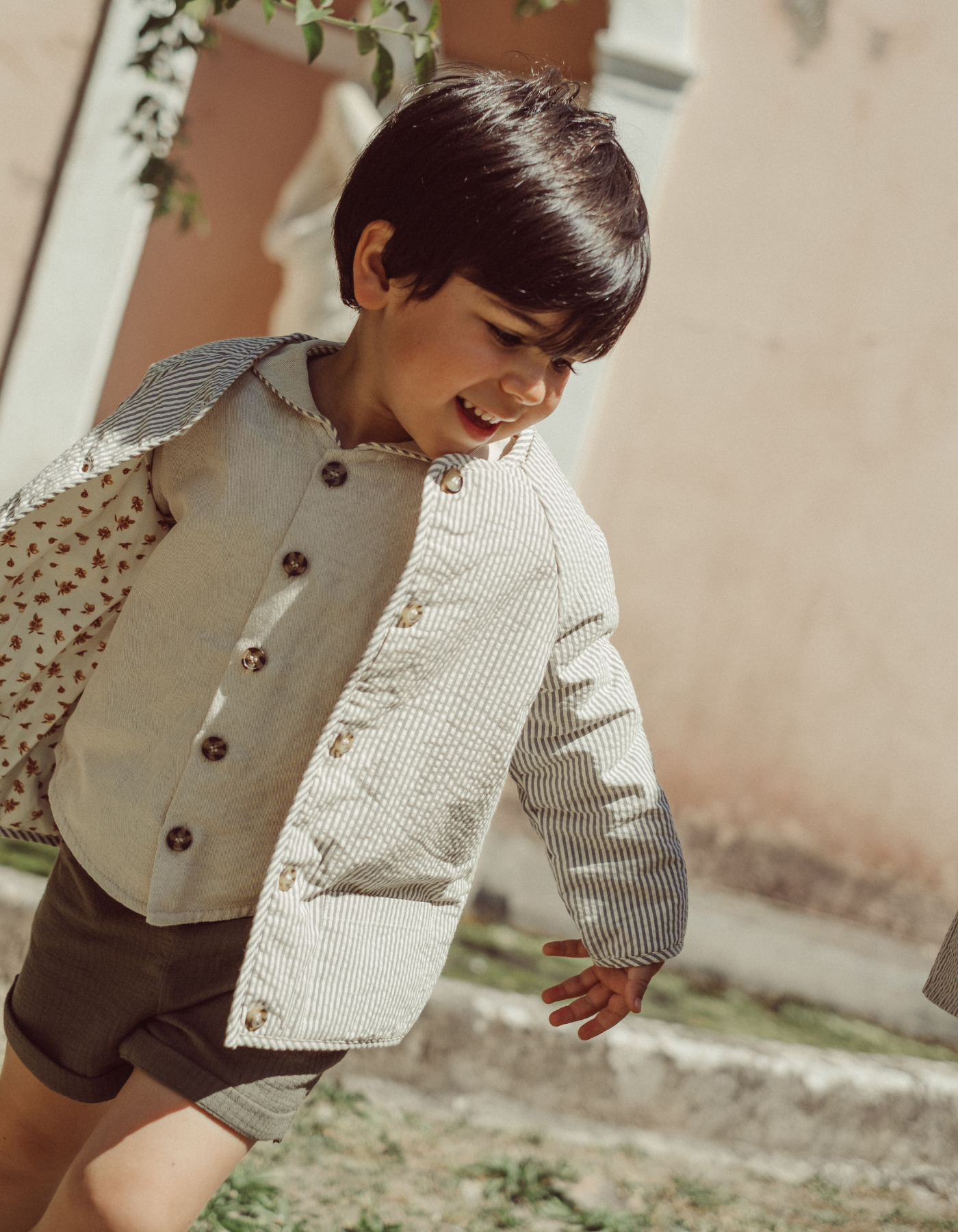 Veste ROMEE - Plumetis citrons & fines rayures bleues