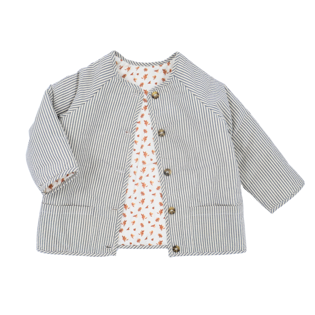 Veste ROMEE - Plumetis citrons & fines rayures bleues