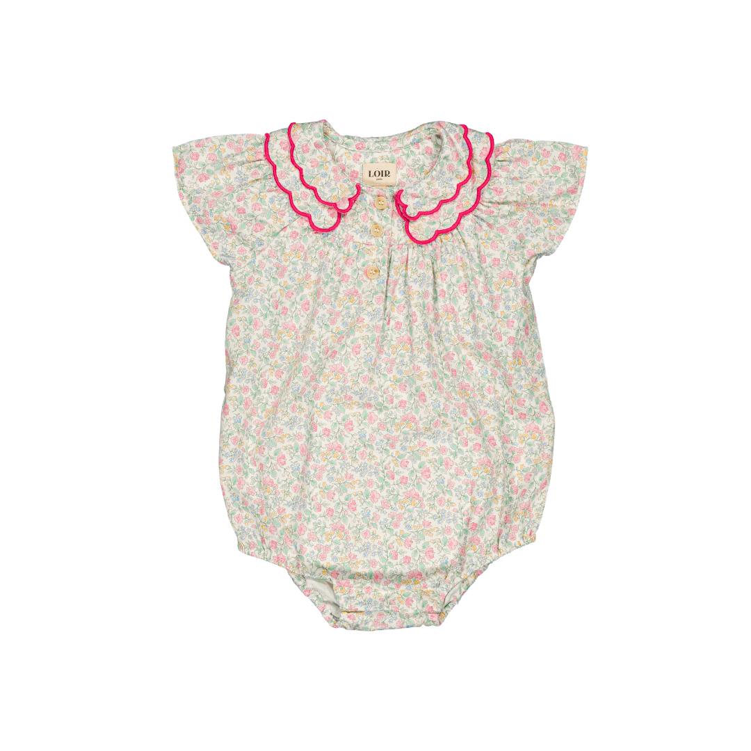 Barboteuse Toinette - fleurs roses